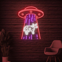 UFO and Cow Neon Sign, UFO With Cow LED Light, Spaceship Wall Decor, Alien Wall Art, Kids Room Neon Decor, Animal Shop Sign, Planet Wall Art