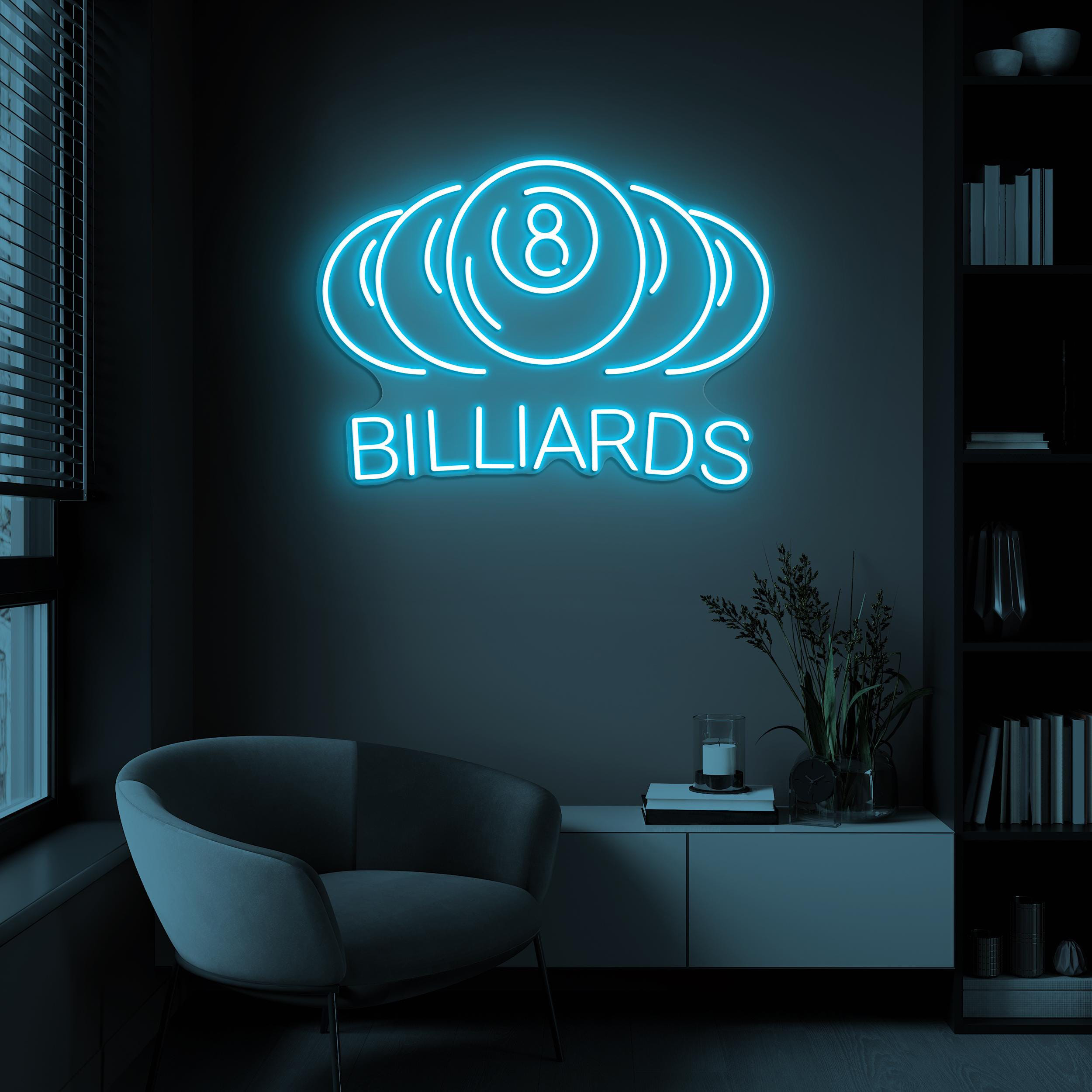 Billiard Neon Sign, Billiard Pool Neon Sign, Billiard 8-Ball Wall Decor, Billiard Club Wall Art, Pool Table Light, Sports Shop Wall Decor