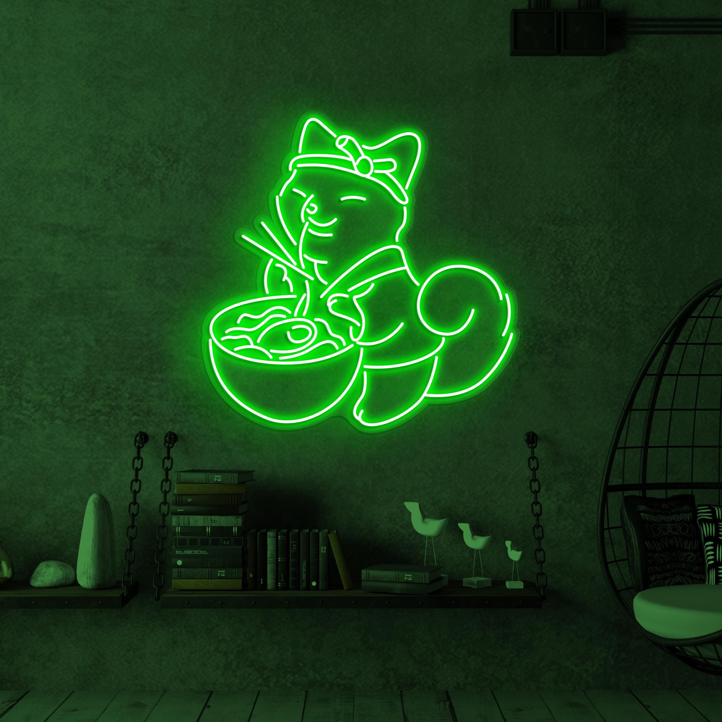 Ramen Cat Neon Sign, Cat Ramen LED Light, Japanese Restaurant Wall Decor, Noodle With Cat Neon Sign, Kids Room Wall Art, Lucky Cat Led Sign