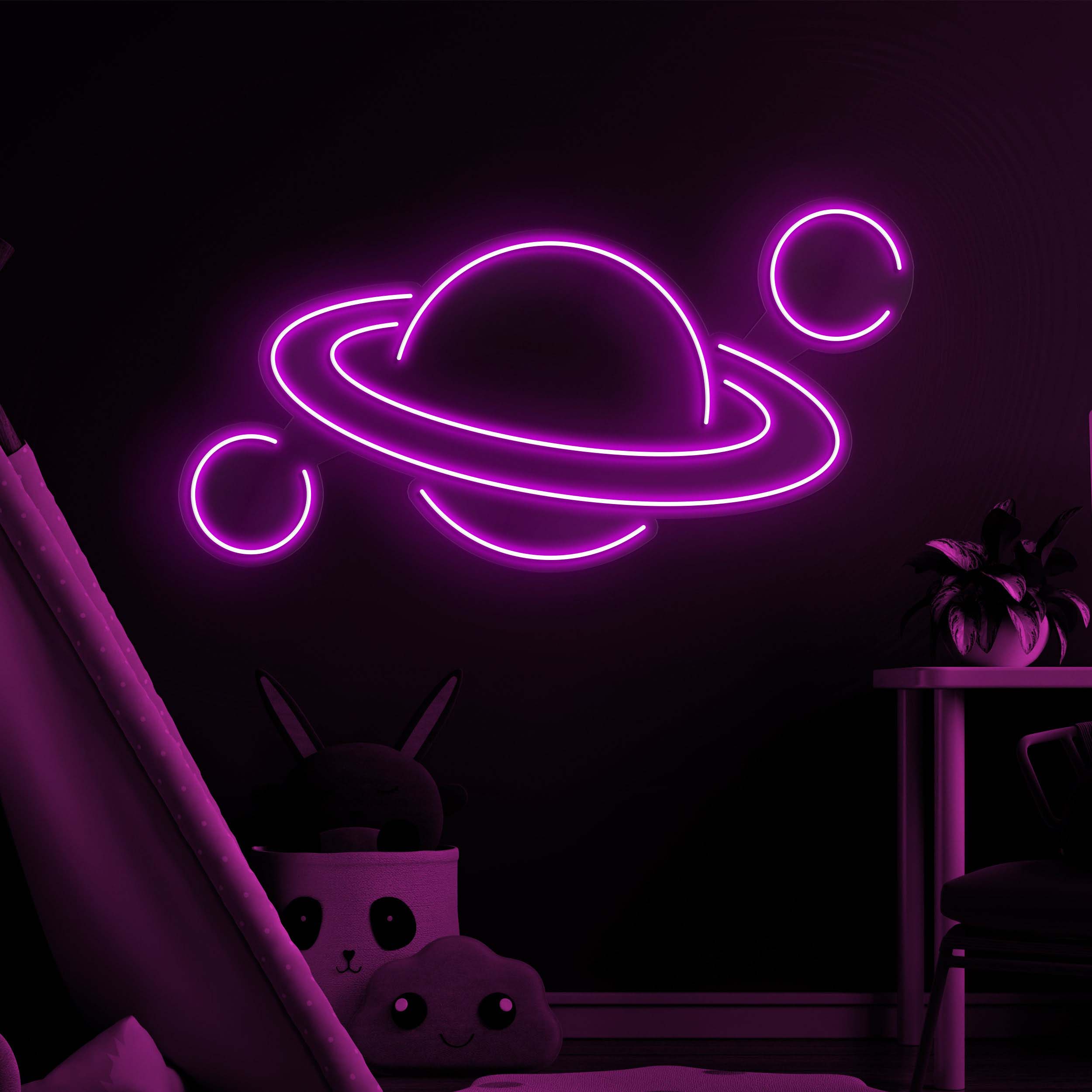 Saturn Planet Neon Sign, Planet Neon Light, Saturn LED Neon Sign, Sign for Kids' Room, Planet Room Decor, Birthday Gift, Nursery LED Light