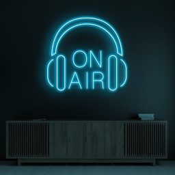 On Air Neon Sign, On Air LED Light, Headphones Wall Decor, Live Show LED Sign, Headphones With On Air Logo Sign. On Air News Channel Decor
