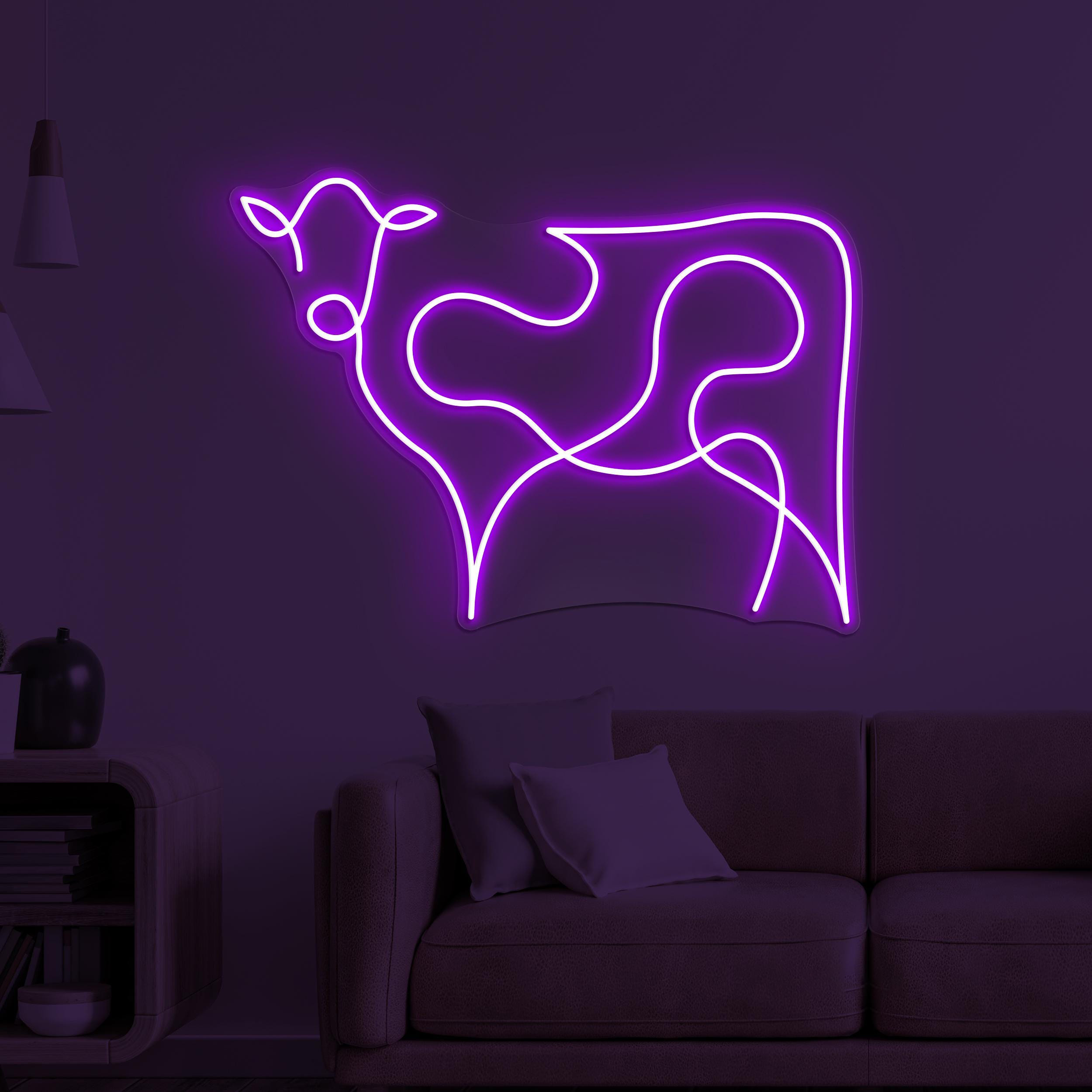 Cow Neon Sign, Cow Head LED Light, Pet Shop Wall Decor, Cattle Farm Wall Art, Gift For Cow Lover, Kids Room Decor, Farm Animal Wall Light