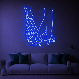 Skeleton & Human Hands Neon Light, Gothic LED Wall Art, Led Halloween Decor, Bar Aesthetic, Skeleton Neon Sign, Romantic Gift, Unique Decor