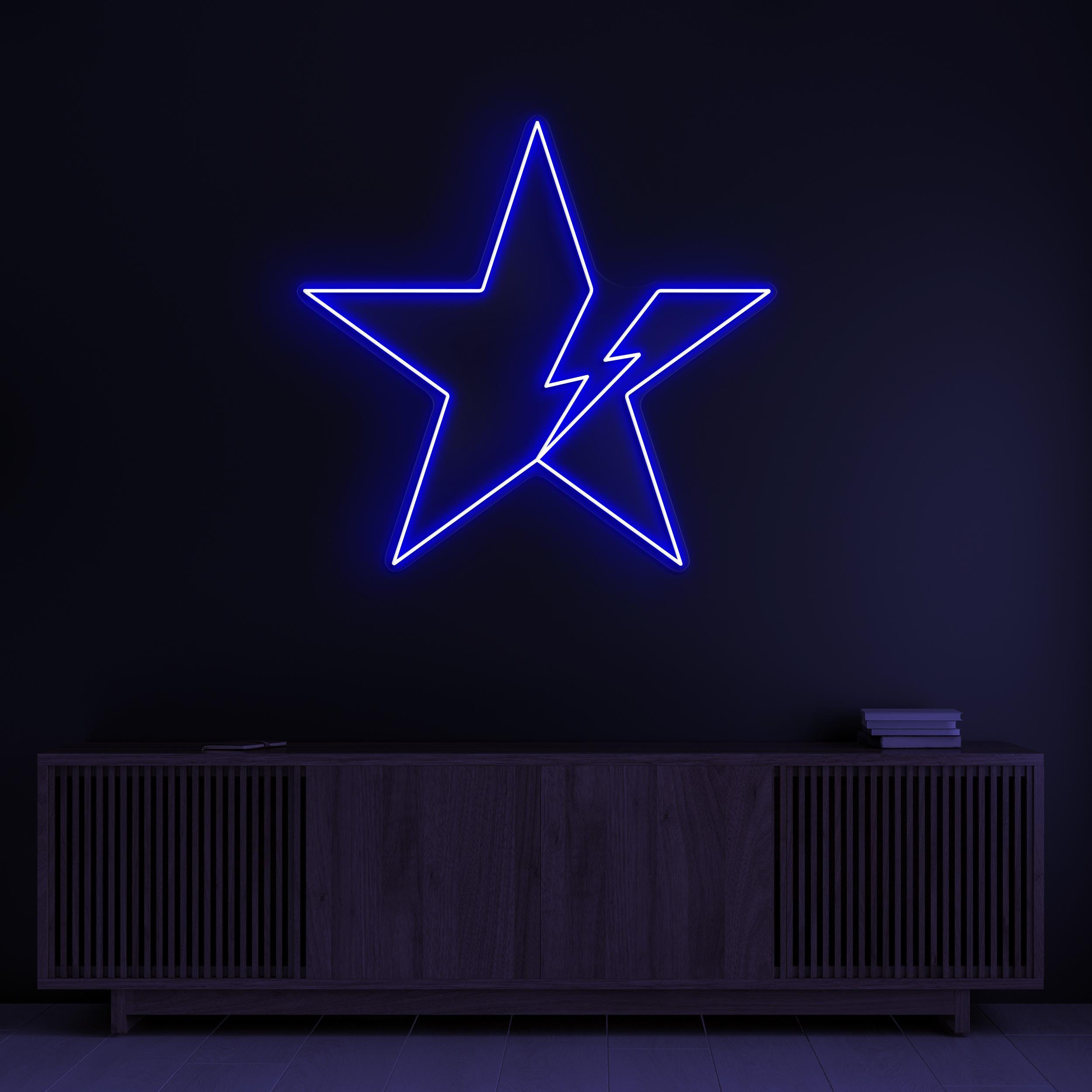 Star Neon Sign, Star LED Light, Lightning Star Wall Decor, Power Star Wall Art, Cafe & Bar Led Light, Home Wall Decor, Kids Room Neon Light