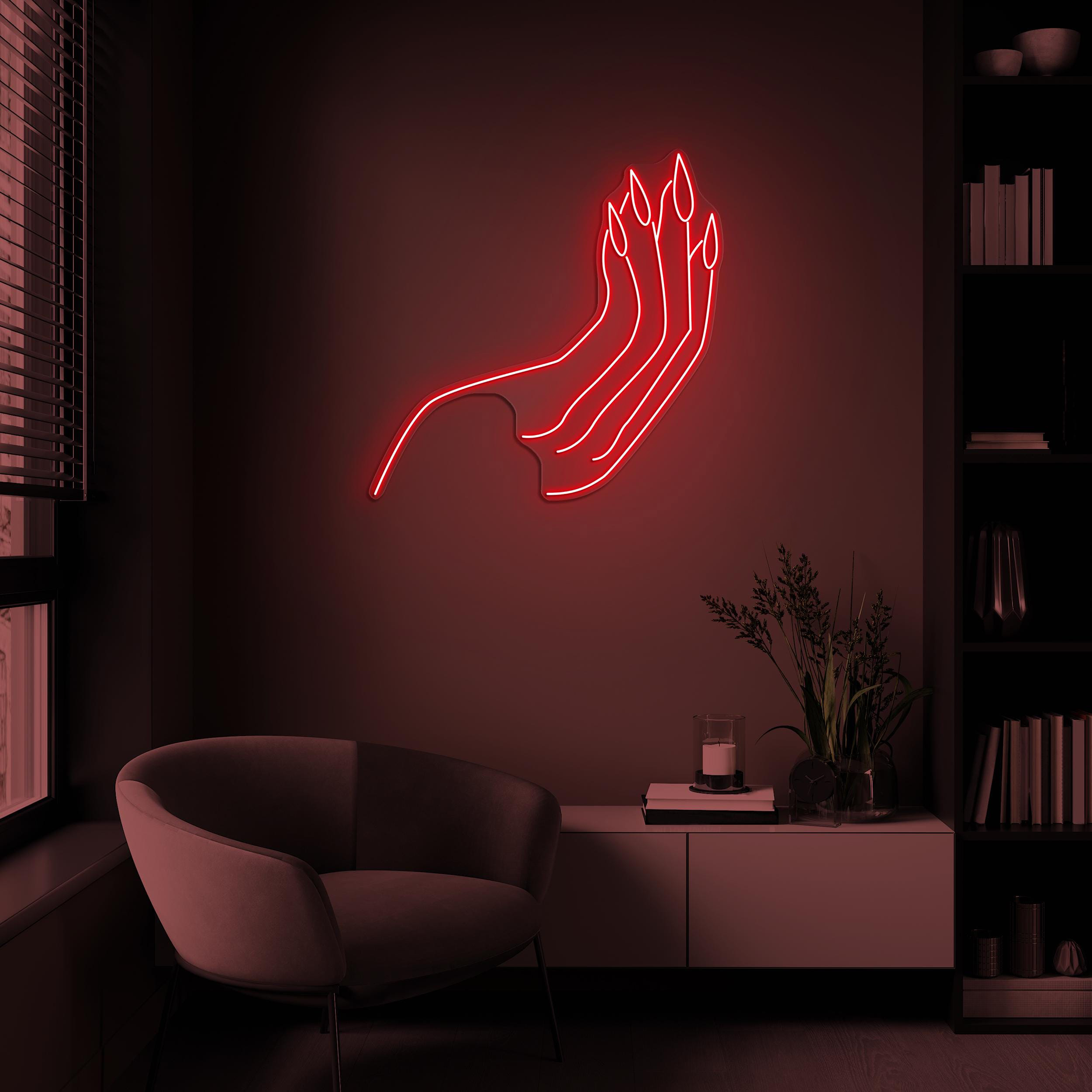 Hand Neon Sign, Hand LED Light, Hand With Nails Wall Decor, Home Wall Art, Custom Neon Sign, Beauty Saloon Decor, Beautiful Hand Wall Decor