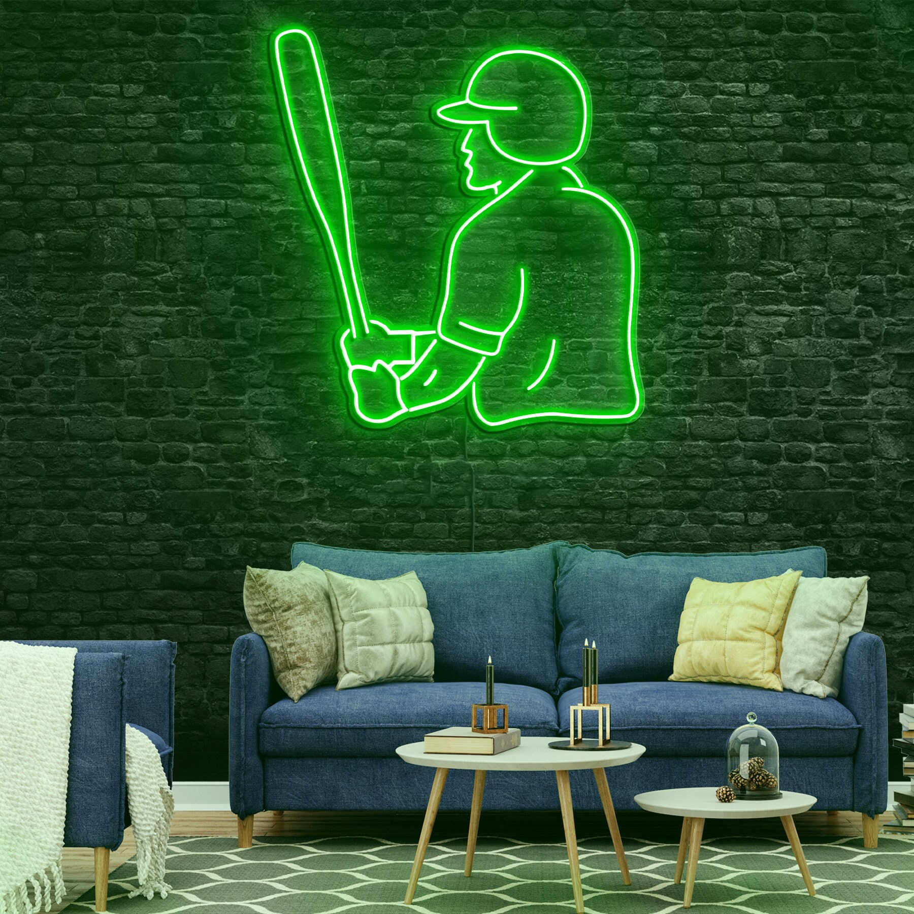 Baseball Player Neon Sign, LED Light for Sports Fans, Gaming Room Decor, Man Cave Wall Light, Sports Players Decor for Boys Room, Home Decor