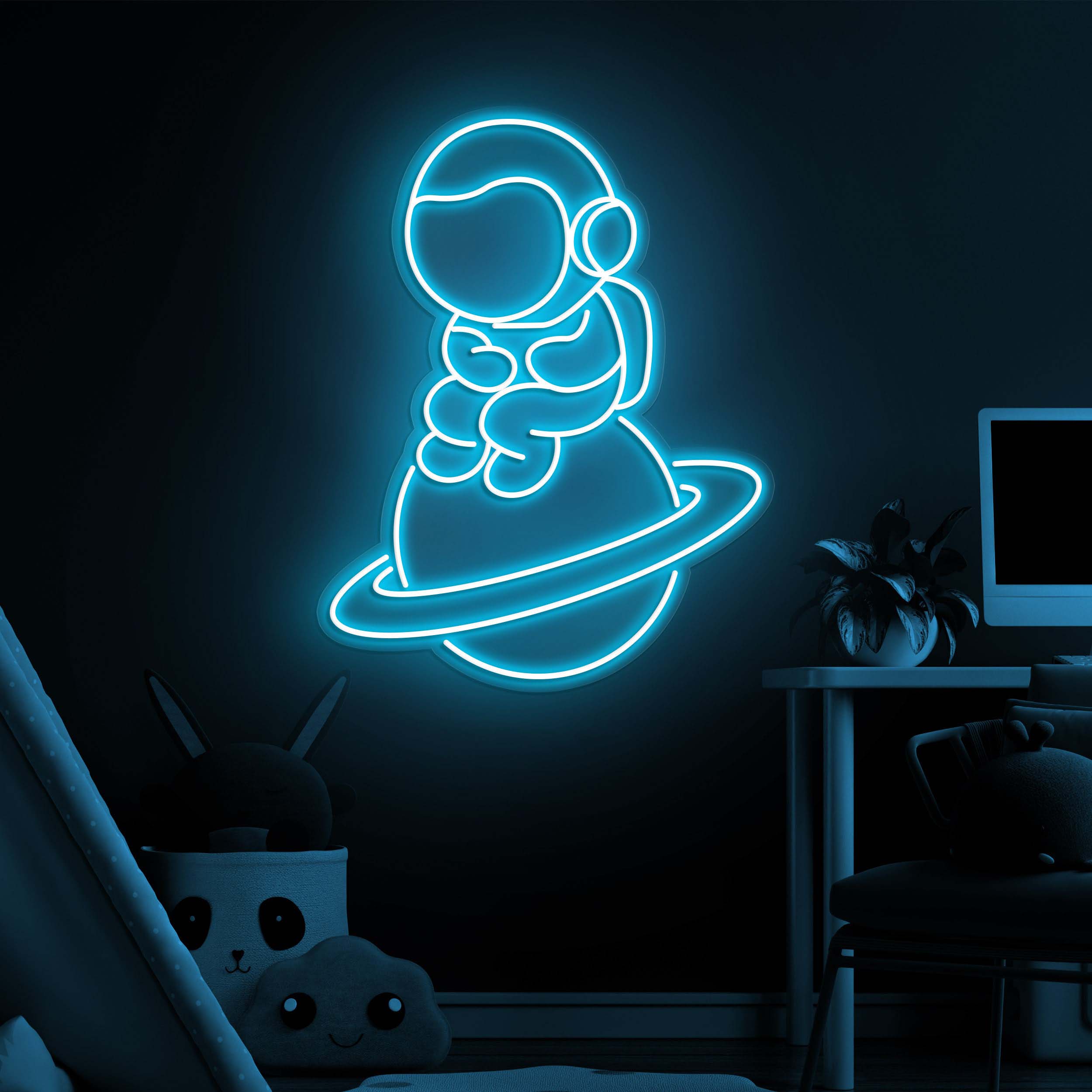Astronaut Neon Sign, Astronaut on Planet Neon Light, Space Art, LED Neon Sign, LED Lights for Bedroom, Game Room, Space Lovers & Kids' Gifts