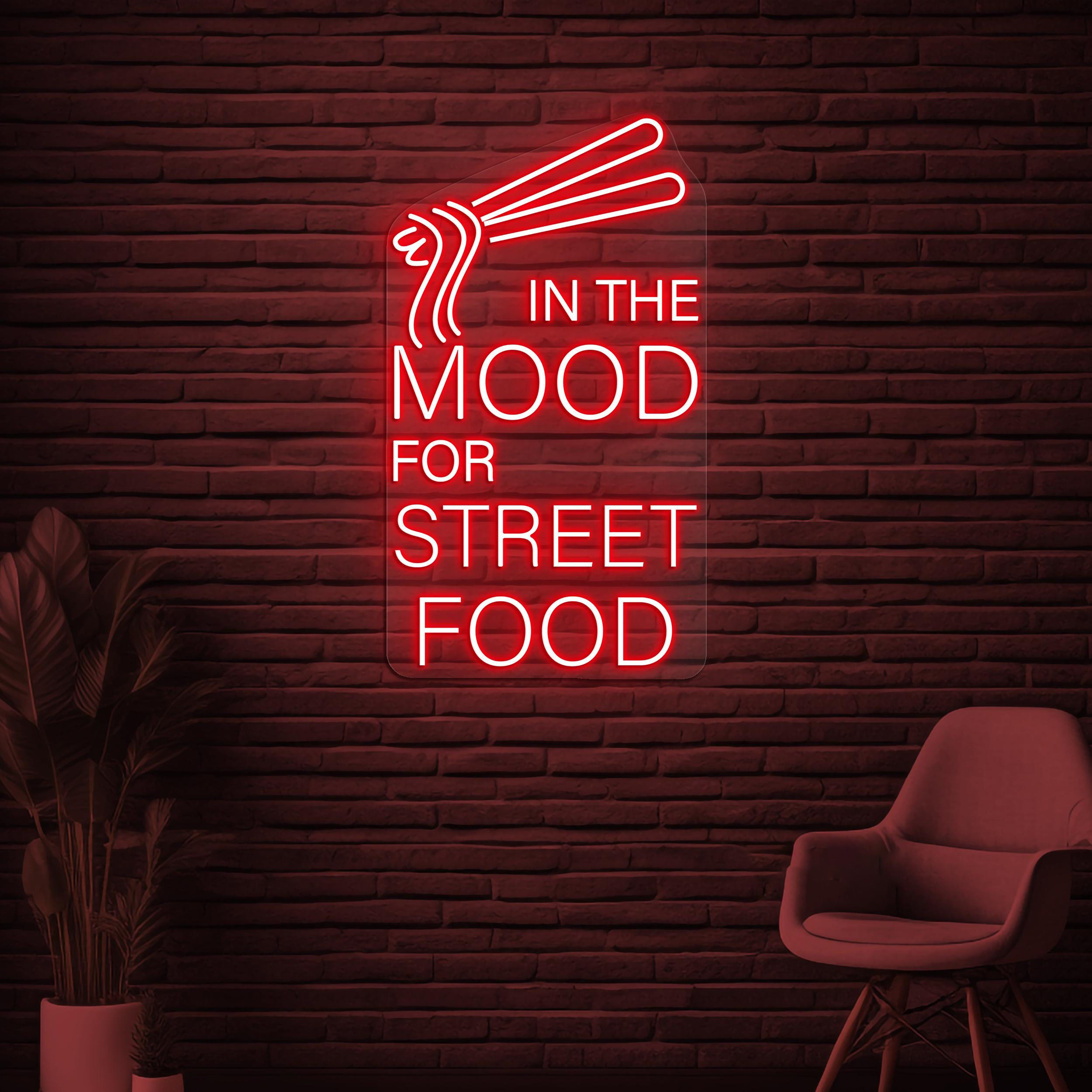 Street Food Neon Sign, In the Mood for Street Food Art, Restaurant Wall Decor, Street Food Shop Wall Art, Fast Food Restaurant Led Light