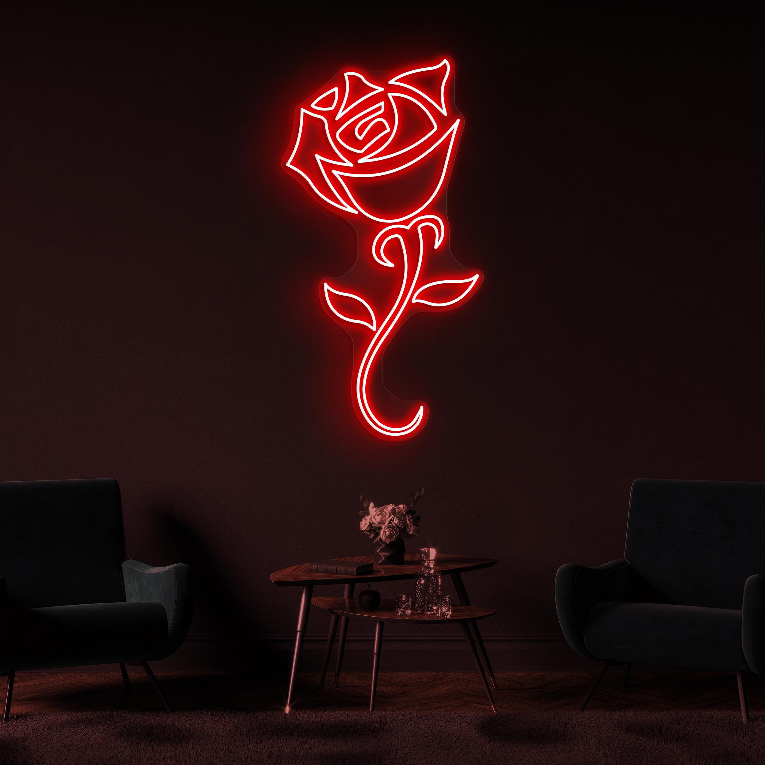 Rose Neon Sign, Rose LED Light, Rose Flower Wall Decor, Flower Shop Wall Art, Wedding Party Neon Light, Neon Gift for Romantic Couples