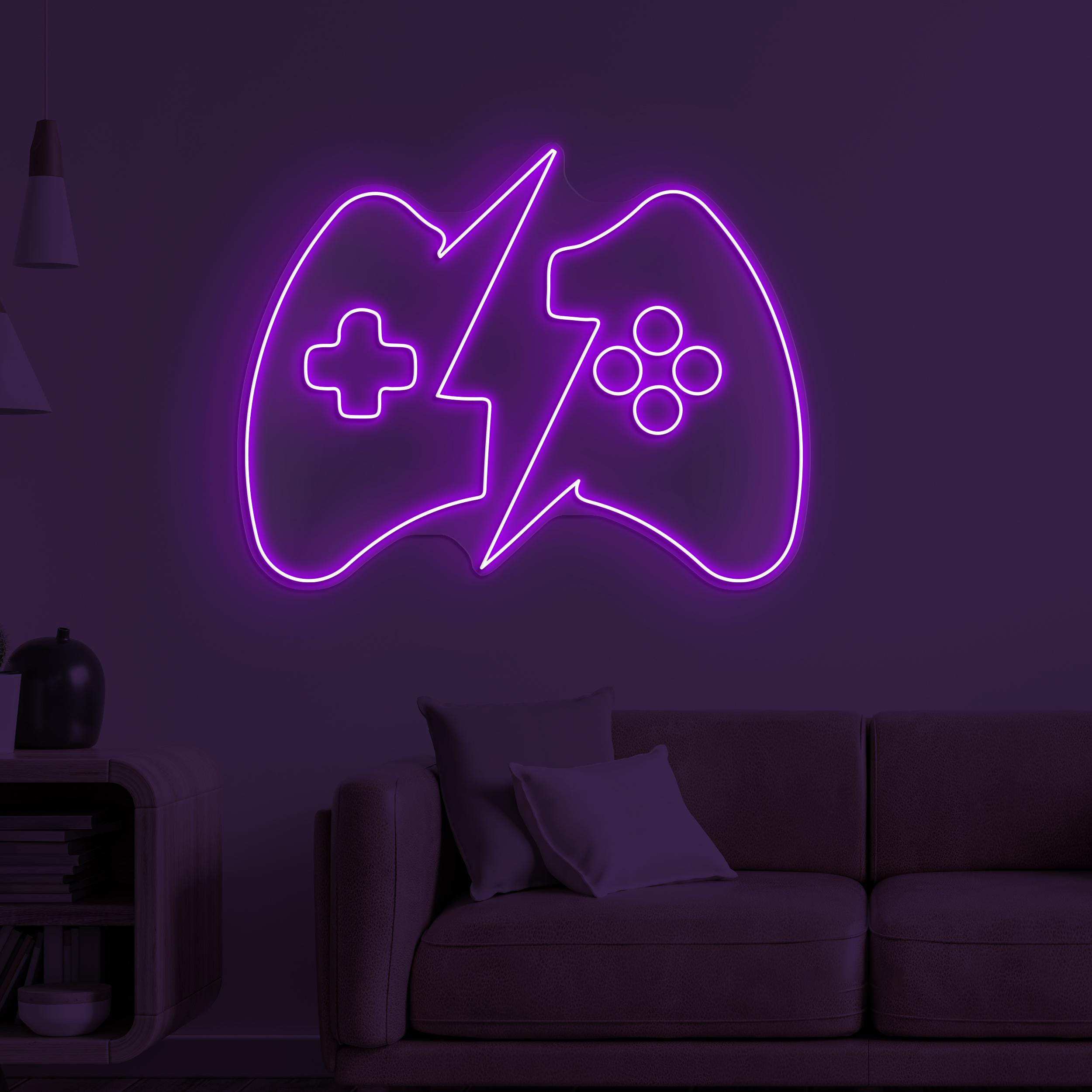 Game Controller Neon Sign, Lightning Game Controller Light, Game Wall Decor, Game Room Neon Light, Boy Room Gift, Kids Room Decor, Gift Idea