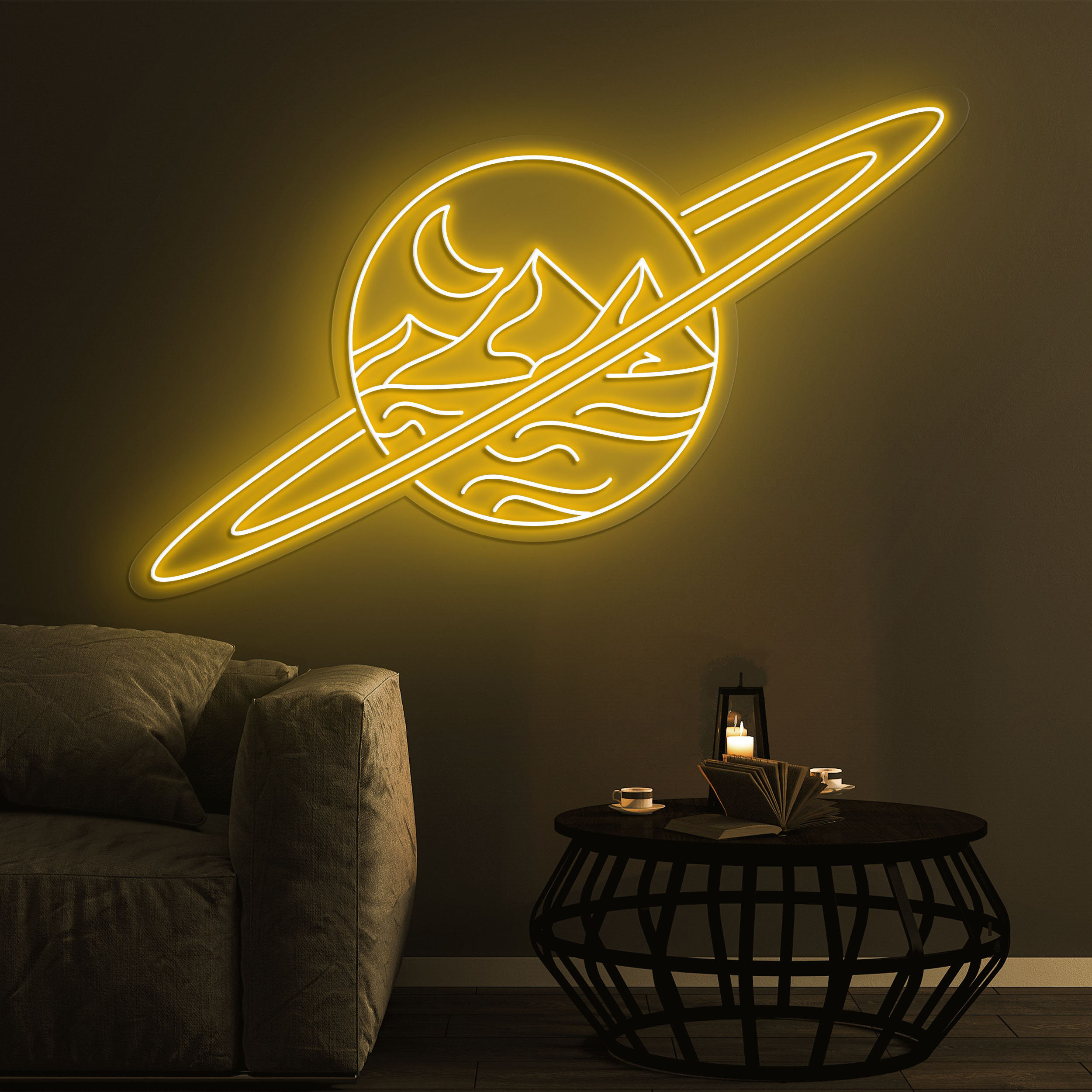 Planet Neon Sign, Deserted Planet LED Neon Light, Planet Neon Signs for Wall Decor, Planet LED Signs for Bedroom, Gaming Room, Kids Gift