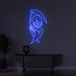 Grim Reaper Neon Sign, Grim Reaper LED Light, Skeleton Wall Art, Spooky Sign, Horror House Decor, Halloween Wall Decor, Halloween Party Art
