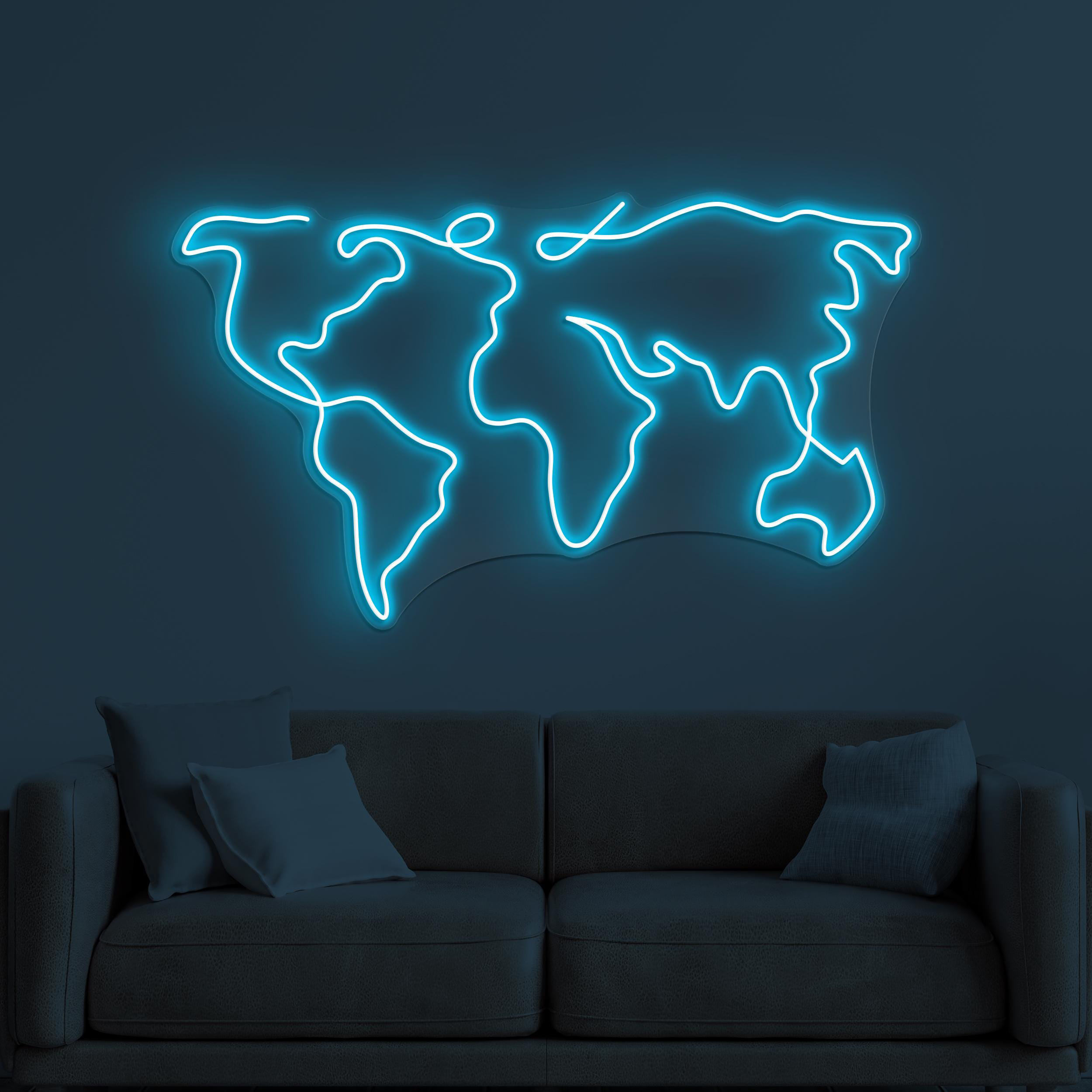 World Map Neon Sign, World Map LED Light, Office Wall Decor, Travel Agency Wall Art, Adventure Neon Light, Global Wall Art, World Led Sign