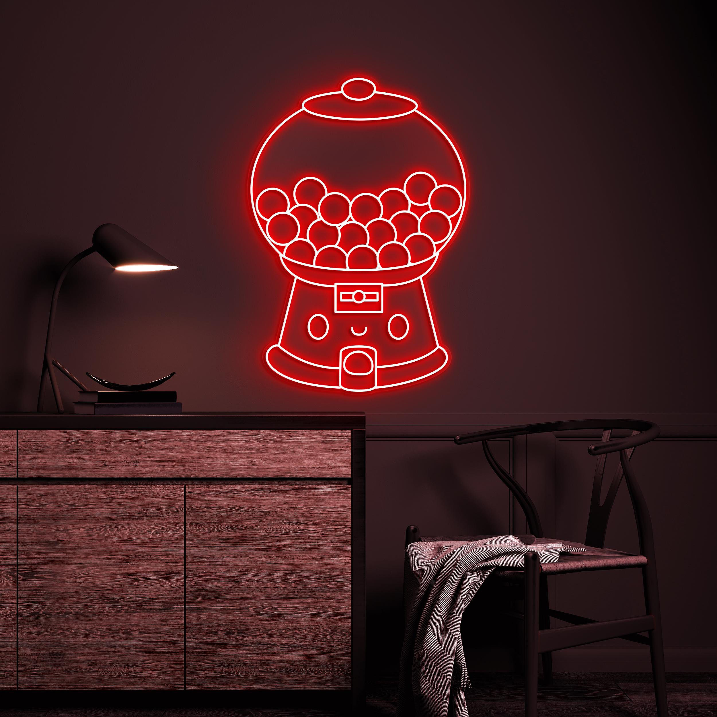 Gumball Machine Neon Sign, Gumball Machine LED Light, Gumball Machine Wall Art, Candy Machine LED Decor, Candy Lover Gift, Store, Shop Decor