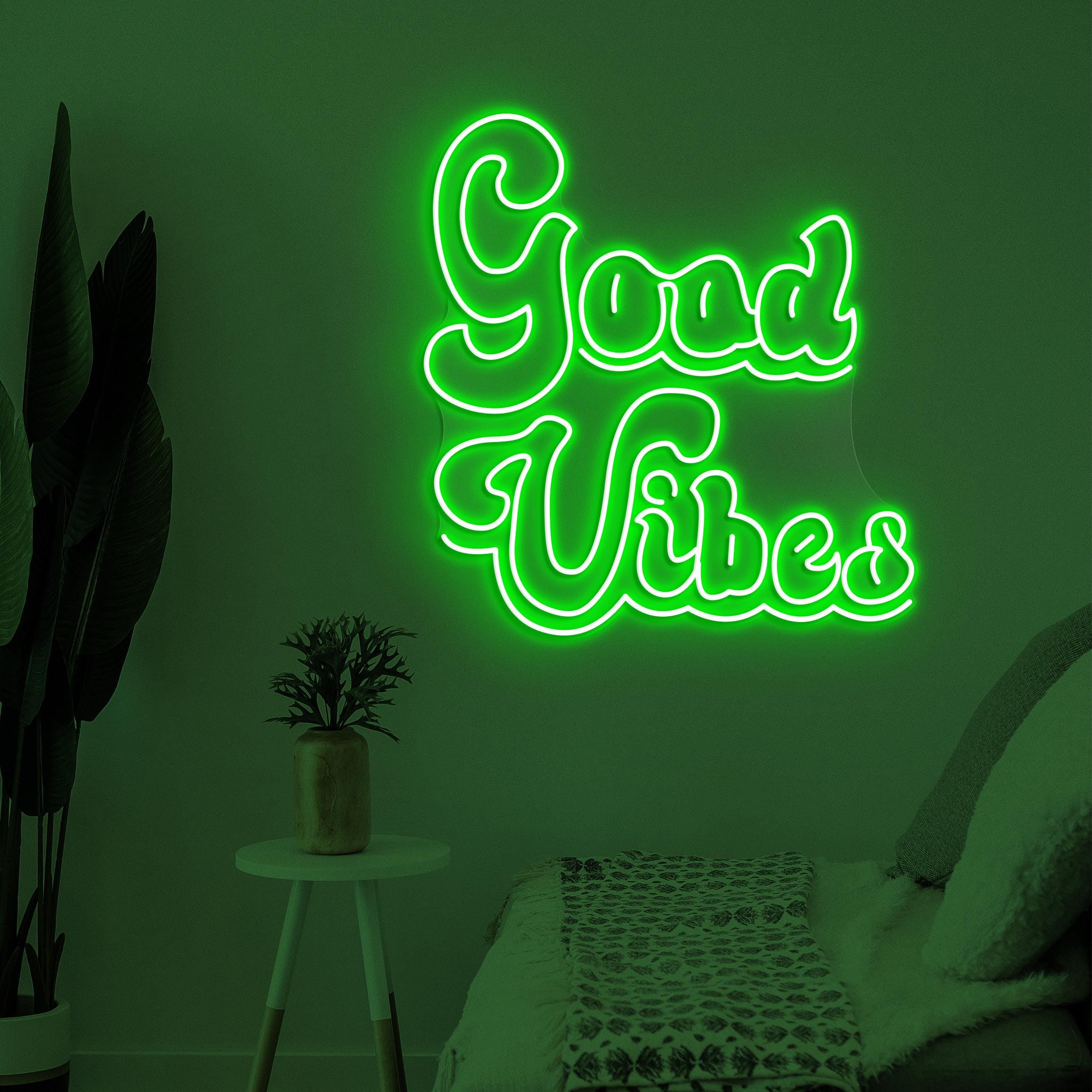 Good Vibes Neon Sign, Good Vibes LED Light, Party Wall Decor, Home Bedroom Wall Art, Bar and Cafe Neon Light, Positive Energy Neon Decor