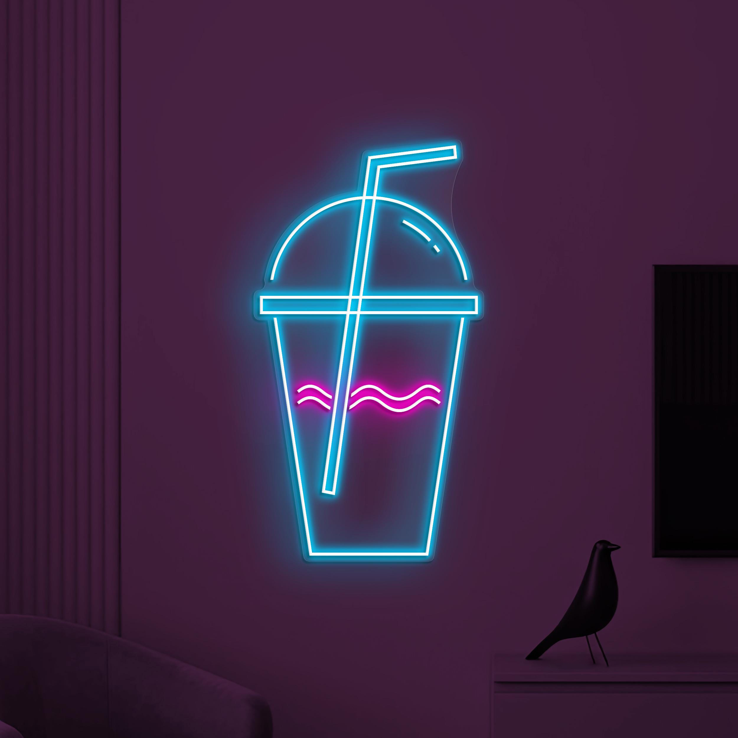 Drink Cup Neon Sign, Drink Coffee LED Light, Coffee Wall Decor, Coffee Time Wall Art, Bar, Cafe & Drink Corner Light, Kitchen Neon Wall Art