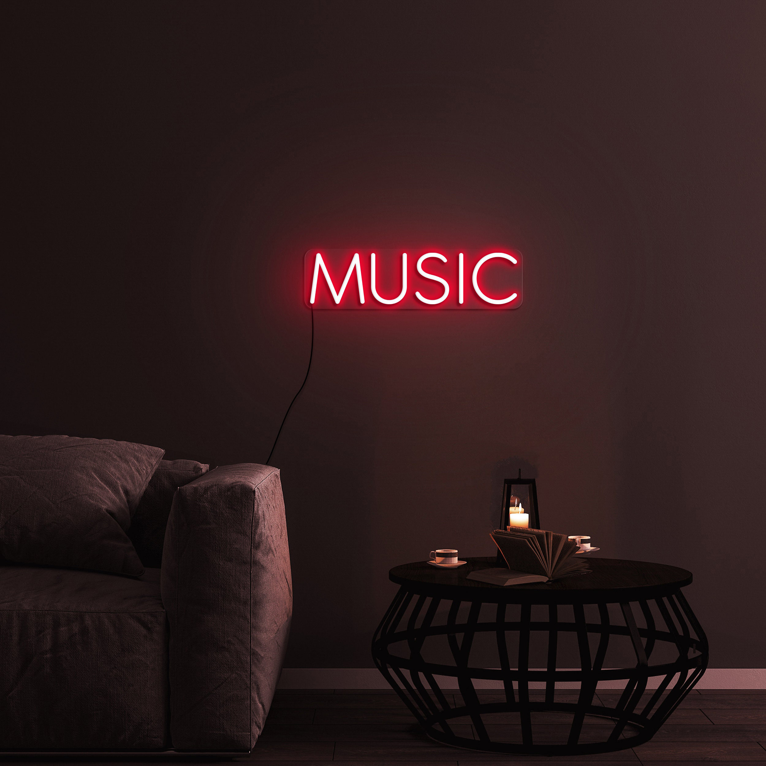 Music Neon Sign, Music Studio Office Decor, USB Powered Neon Light for Home Dorm Room Bar, Gift for Her, Led Wall Decor for Bedroom, Party