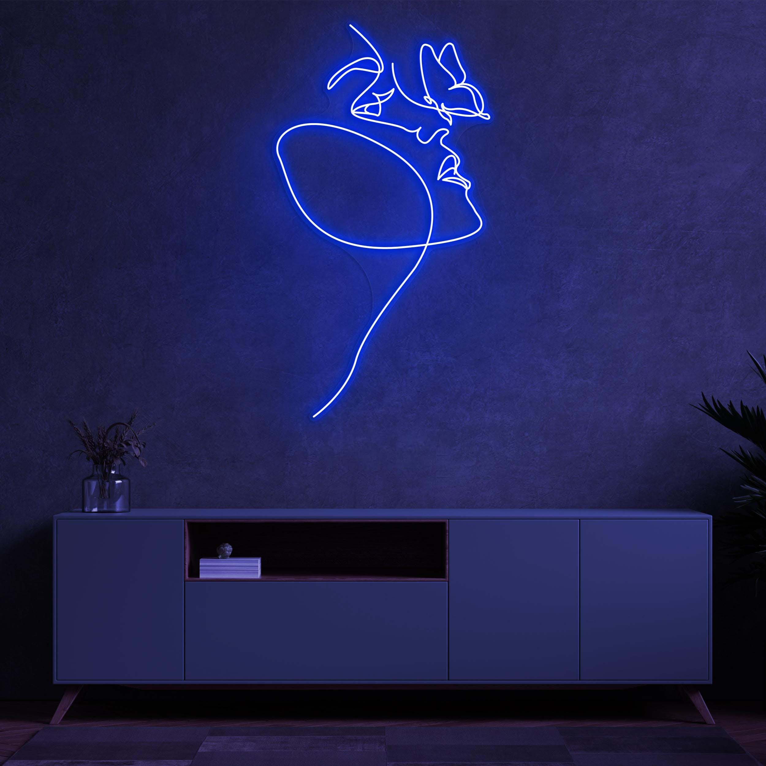 Face with Butterfly Neon Sign, Women Face with Butterfly light, Feminine Line Decor, Lady Wall Art, Neon Sign for Home, Shop & Beauty Bar