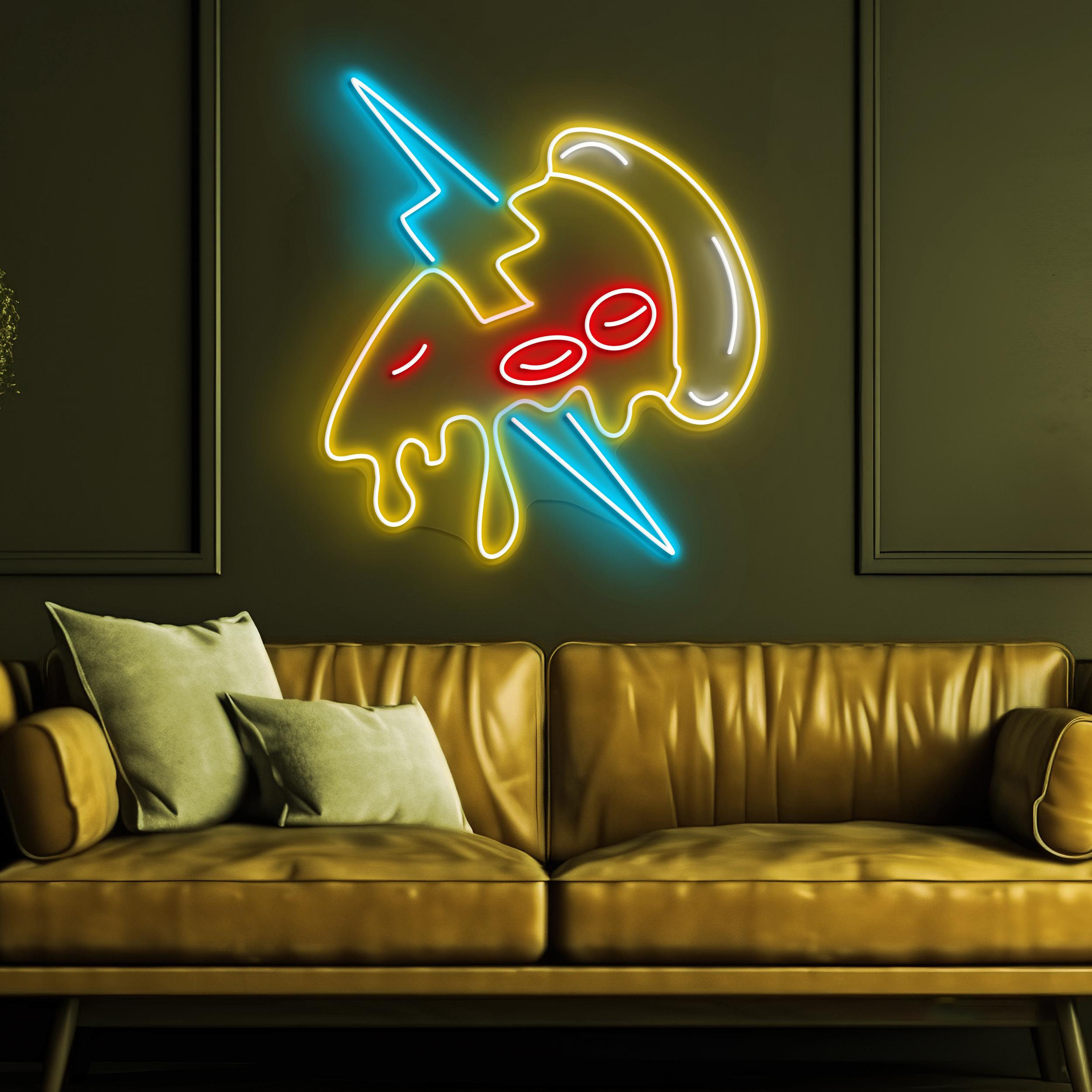 Pizza Lightning Neon Sign, Thunder Pizza LED Light, Pizza Slice Wall Decor, Pizza Cafe Wall Sign, Pizza Shop Decor, Pizza Lover Wall Art