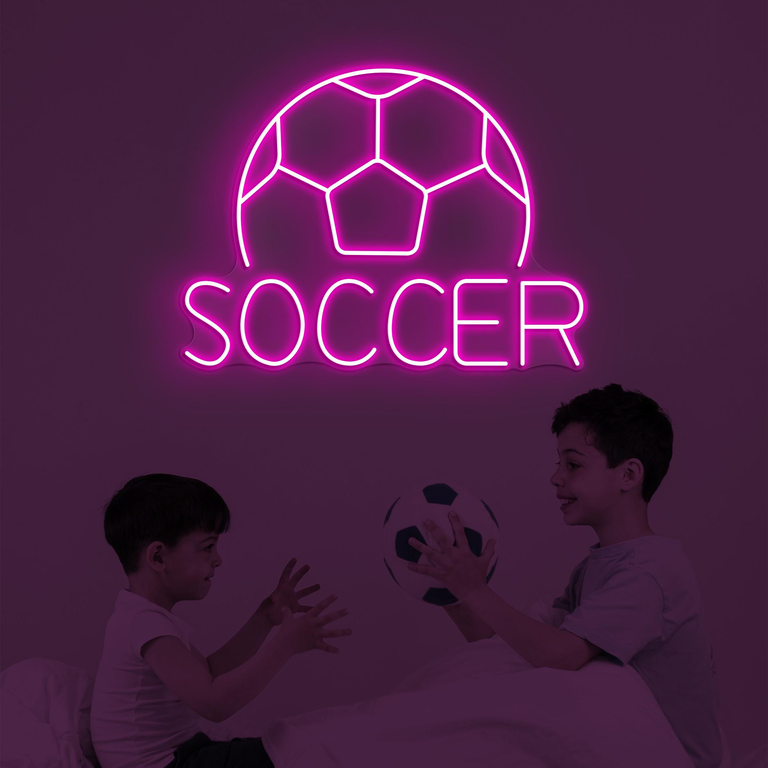 Soccer Neon Sign, Soccer LED Light, Soccer Logo Wall Art, Goal Wall Decor, Game On Neon Sign, Birthday Gift for Soccer Lover, Game Room Art