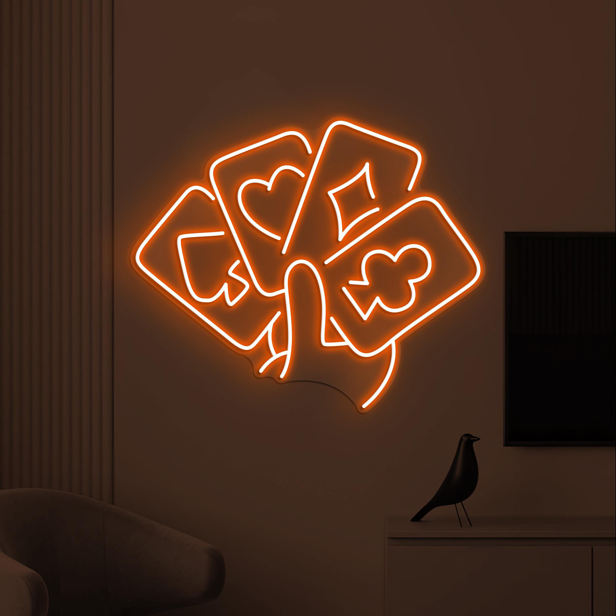 Poker Cards Neon Sign, Playing Cards LED Light, Casino Cards Wall Decor, Game Room Wall Art, Poker Room Neon Light, Home Wall Led Sign, Gift