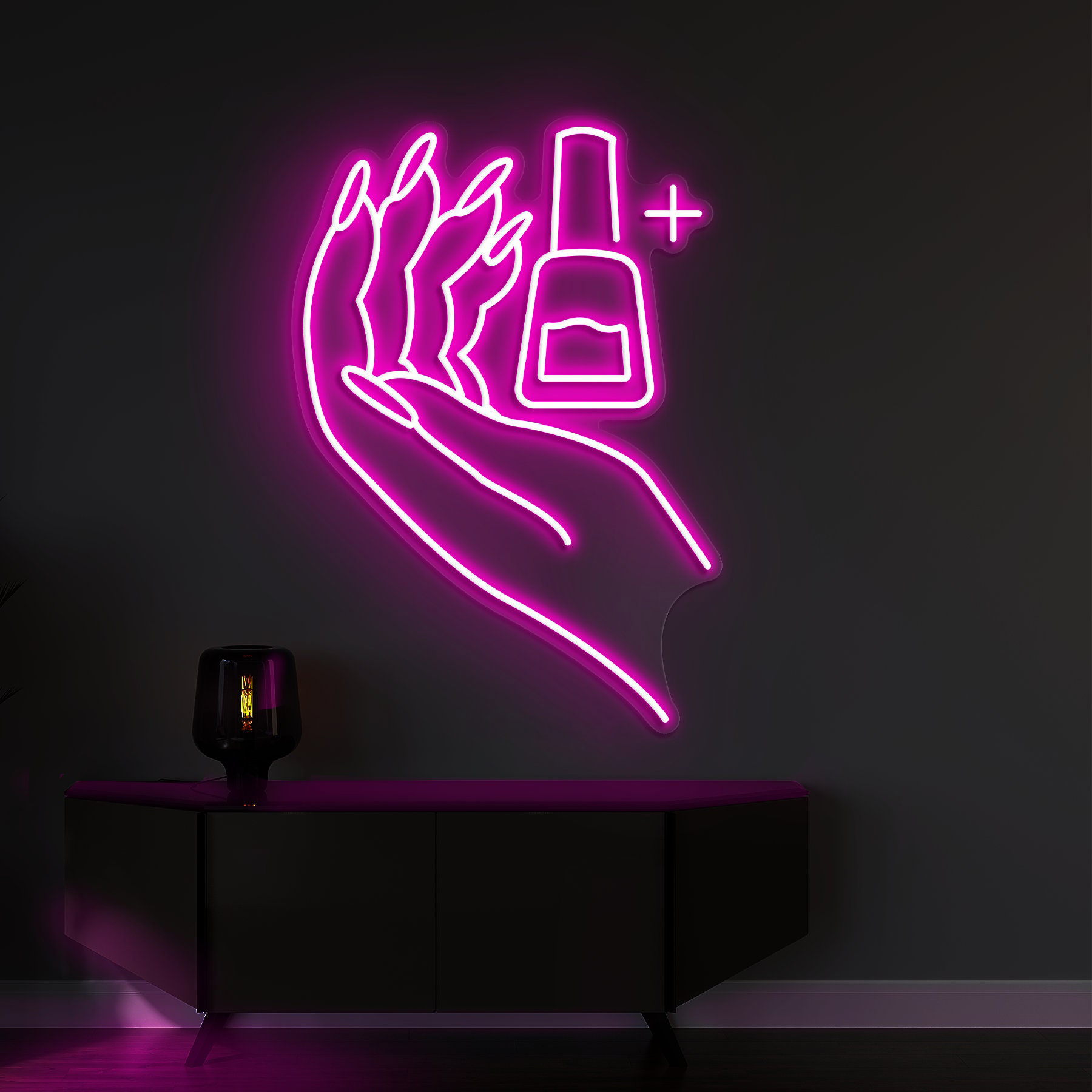 Nail Studio Neon Sign, Salon Decor, Hand on Nail Polish Neon Sign, Women and Girl Decor, Lights for Nail Salon, Beauty Room,Bedroom Wall Art