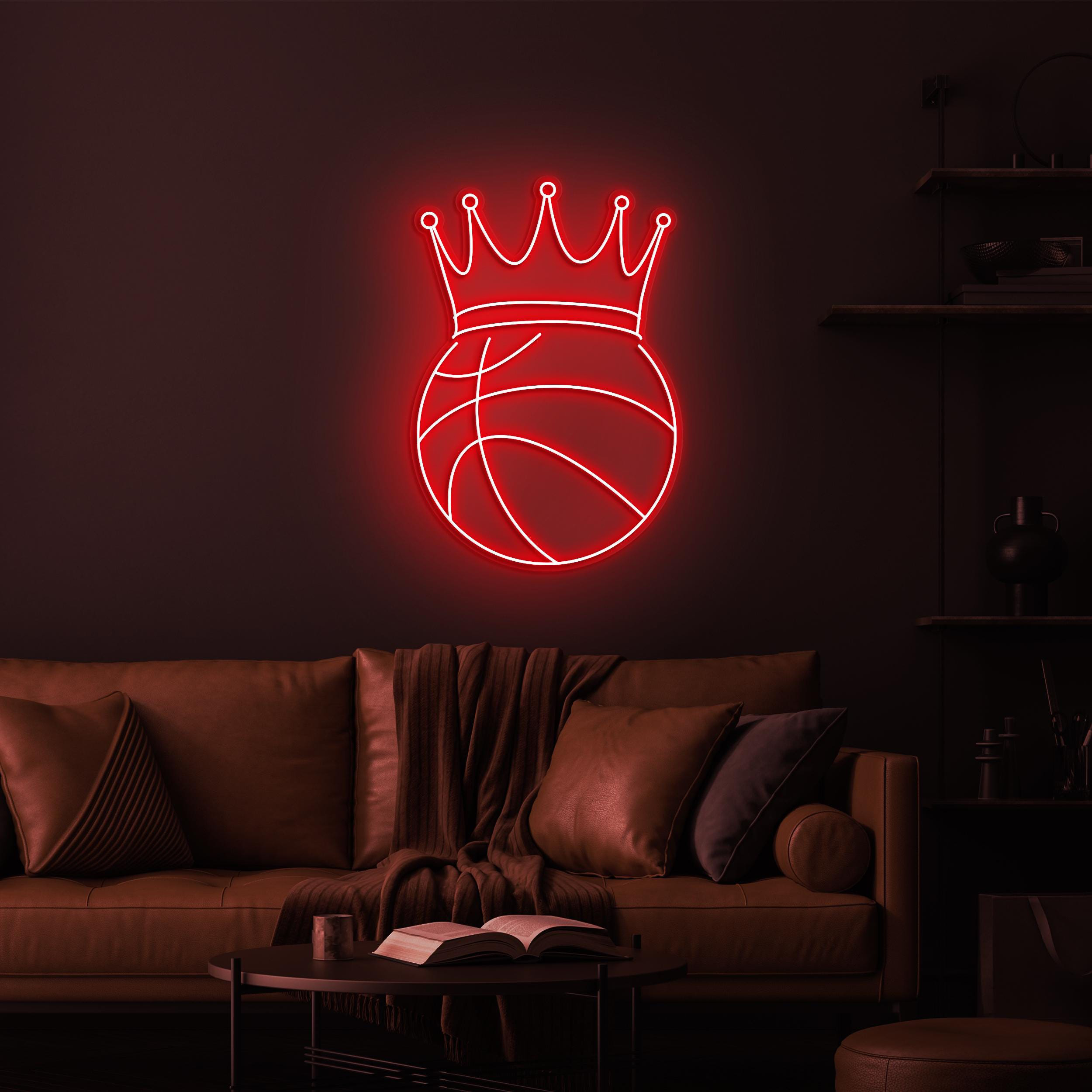Basketball with Crown Neon Sign, Basketball with Crown LED Light, Champion LED Neon Art, Sports Event Decor, Game Room Art, Sports Shop Art