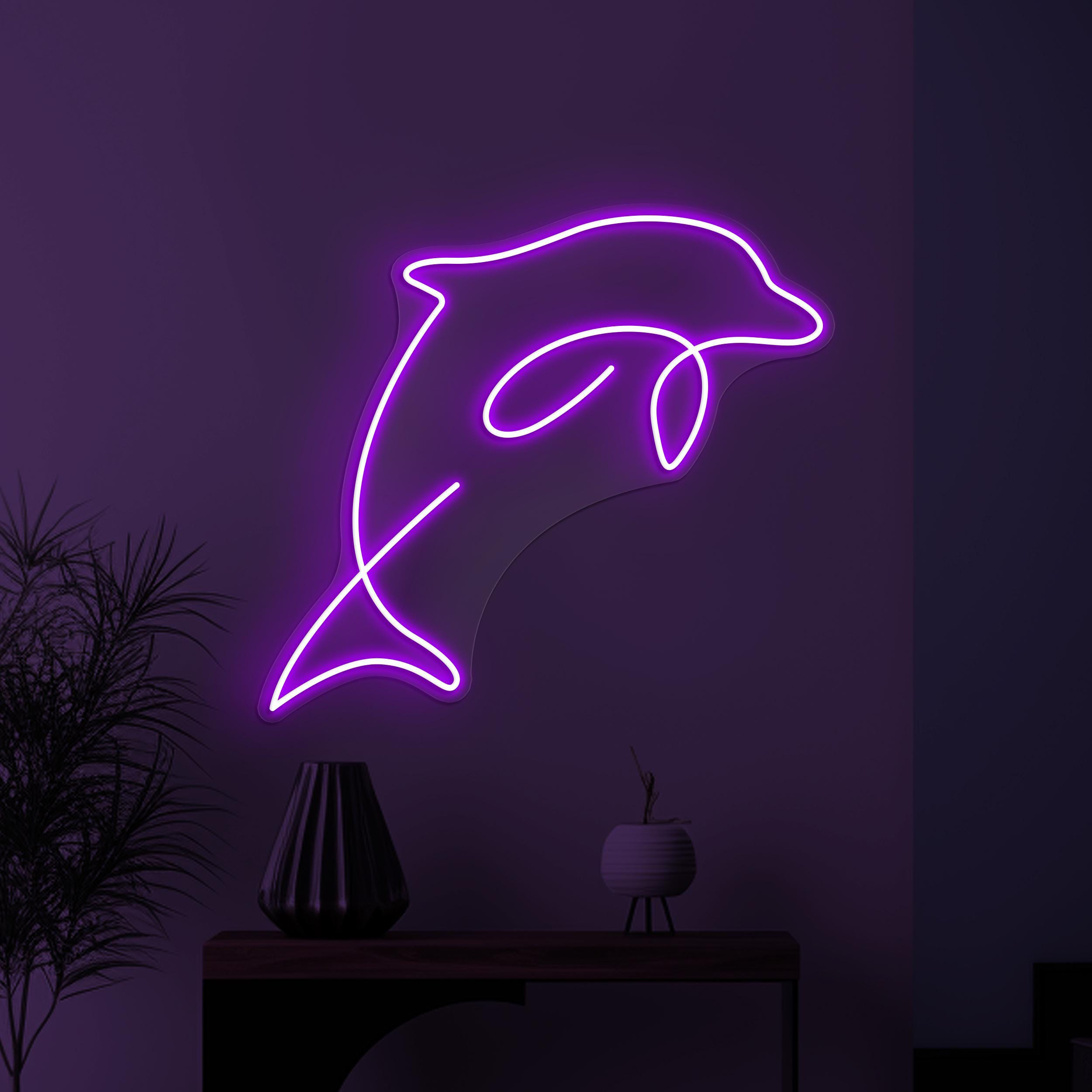 Dolphin Neon Sign, Dolphin LED Light, Dolphin Fish Wall Art, Kids Room Wall Decor, Sea Animals Light, Animal Shop Decor, Cute Dolphin Sign