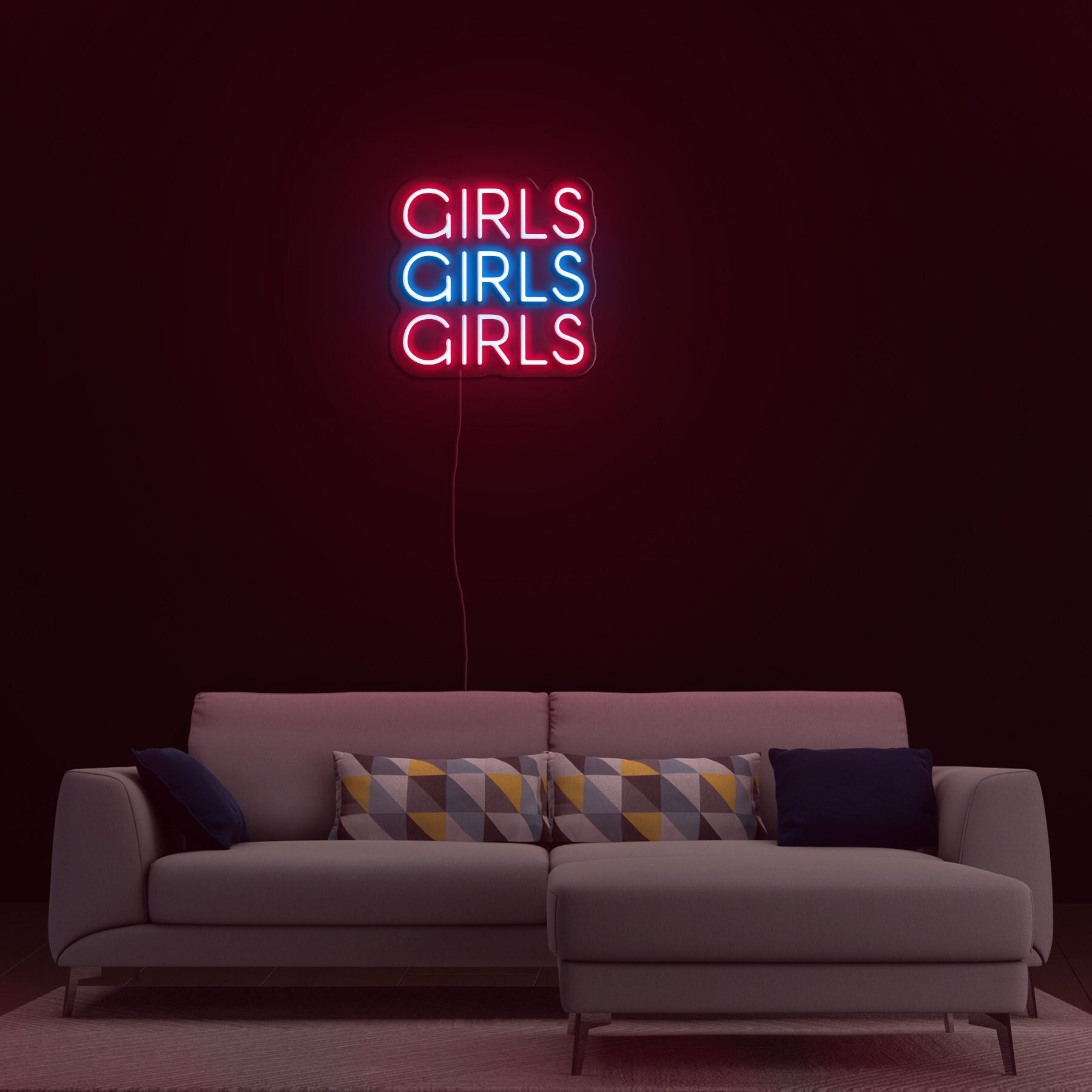 Girls, Girls, Girls Neon Sign, Bedroom Wall Decor, Neon Light Art Gift, LED Sign for Bedroom, Cute Neon Lamps,Neon Light,Kid's Birthday Gift