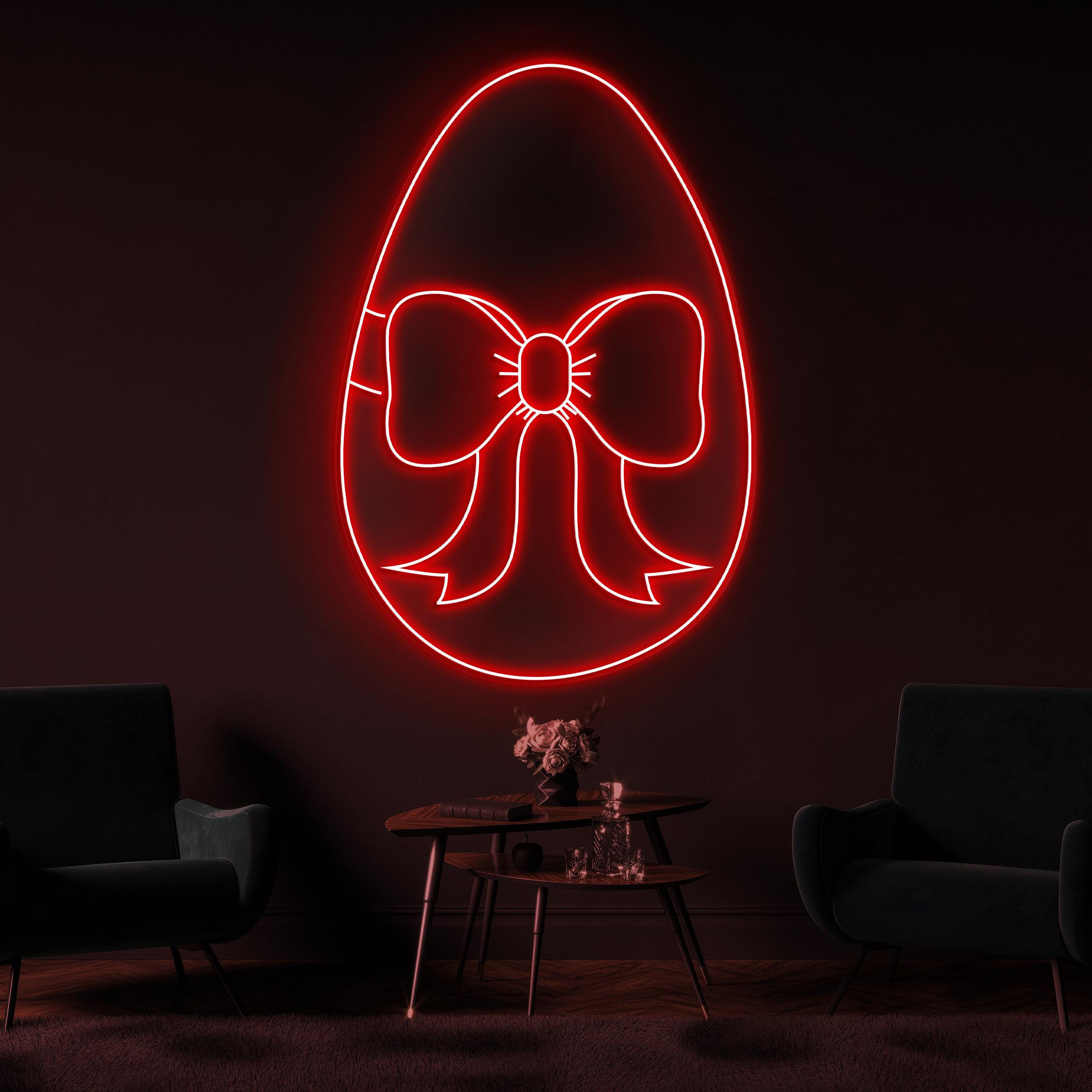 Easter Egg Neon Sign, Bow Egg LED Light, Easter Egg With Bow Decor, Kids Room Wall Art, Holiday Neon Decor, Festive Neon Light, Gift Art