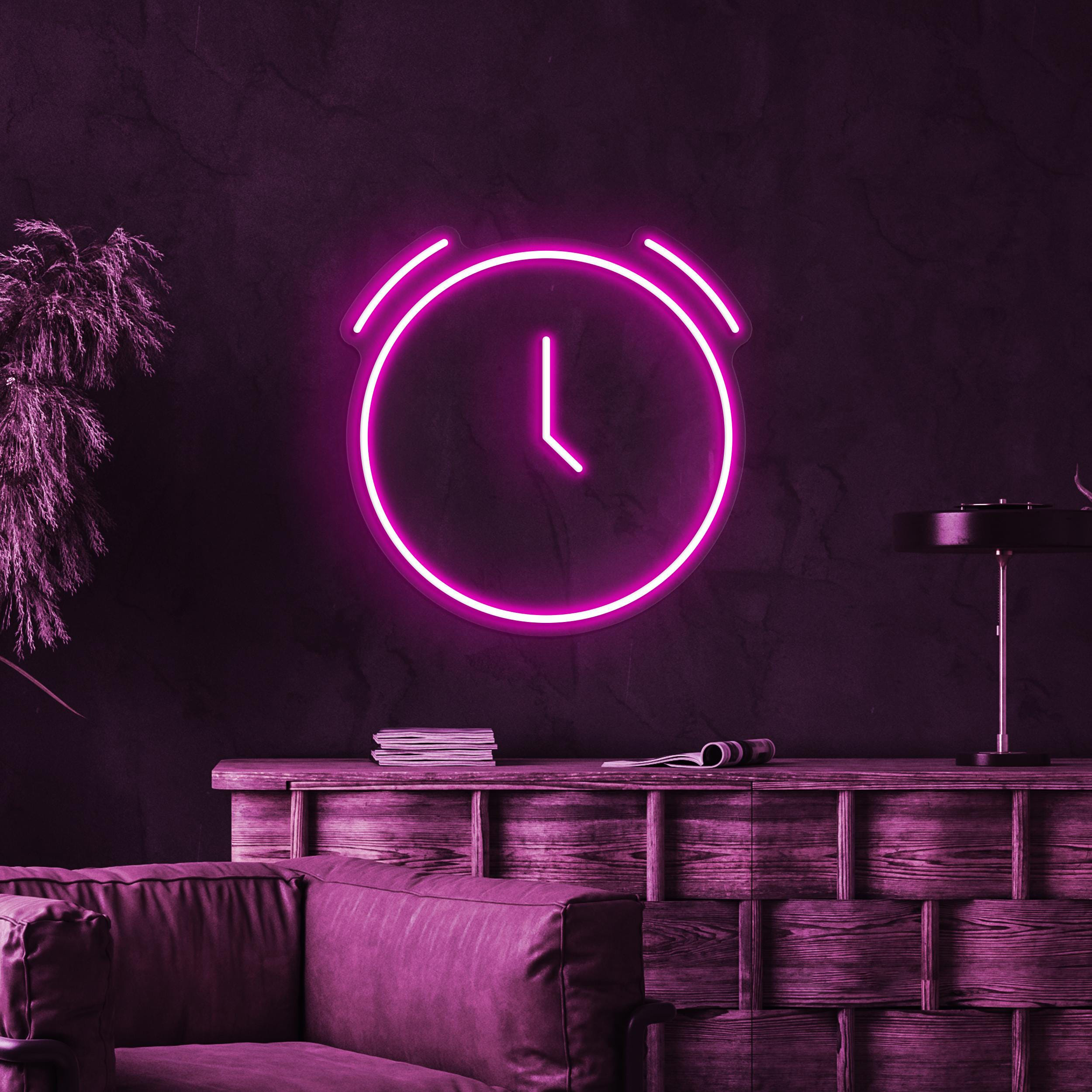 Clock Neon Sign, Clock LED Light, Neon Decor for Cafe, Bar, Restaurants, Time Wall Art, Kids Room Neon Light, Gift for Birthday, Custom Sign