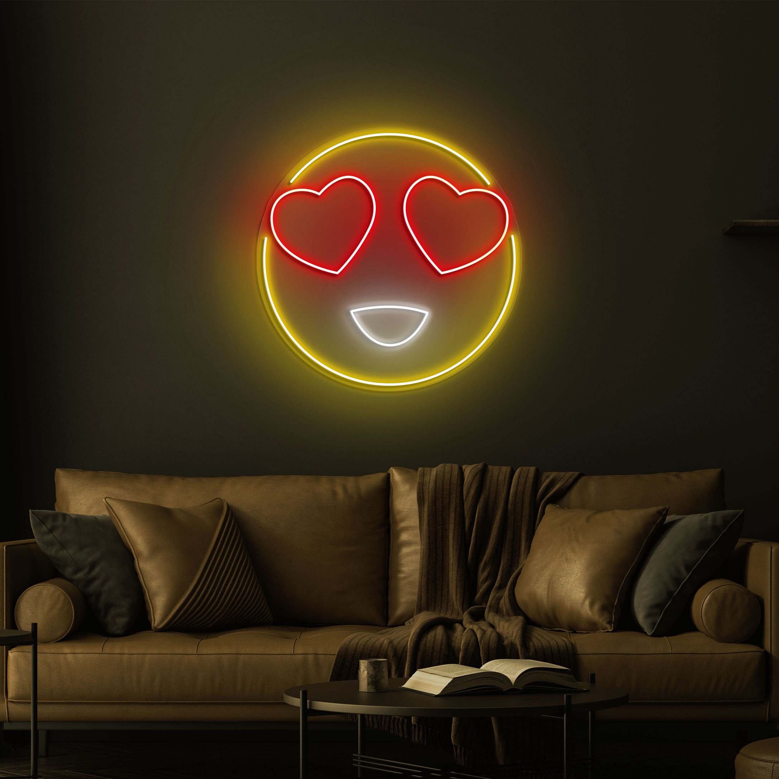 Emoji Neon Sign, Led Light, Room décor, Heart Eyes Emoji Neon Light for Couple Gift, Party decor, Wedding Decor, Backdrop decor, Gift Idea