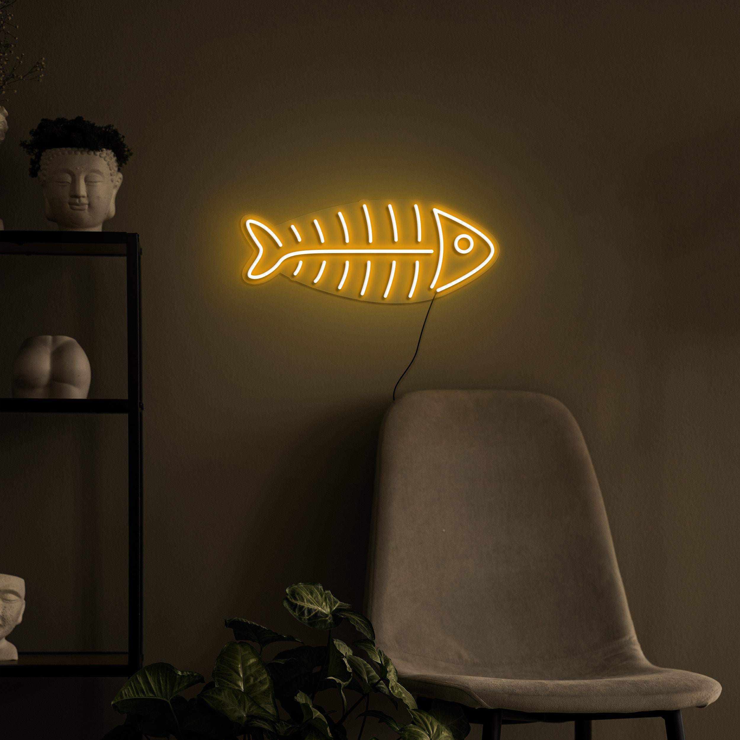 Fish Bone Neon Sign, LED Fish Skeleton Light, USB Wall Decor for Bedroom, Gift for Fisherman, Fish Neon Light, Wedding, Bar,Party Decoration