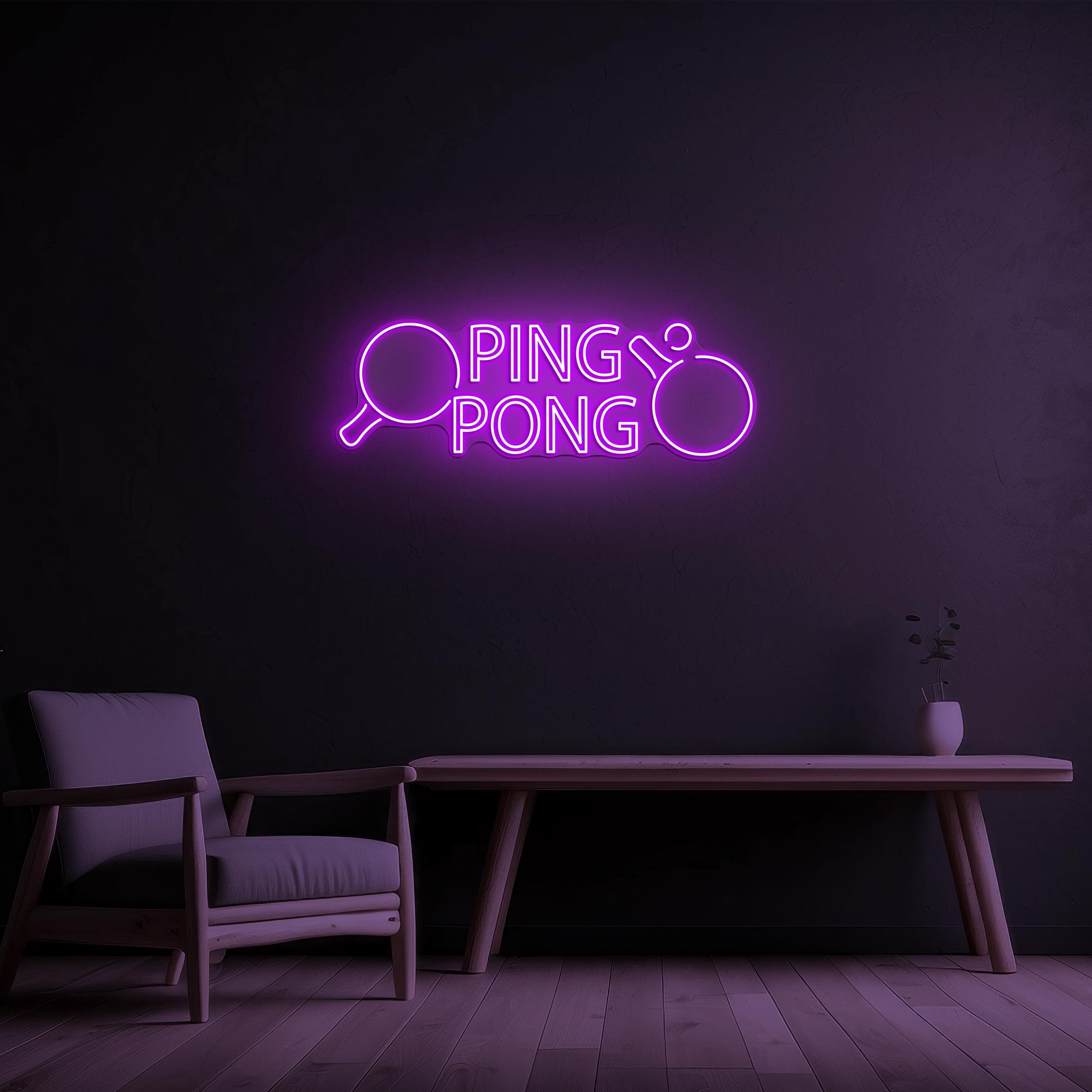 Ping Pong Neon Sign, Ping Pong LED Light, Ping Pong Paddle & Ball Wall Decor, Table Tennis Racket Art, Tennis Lover Gift, Gaming Club Sign