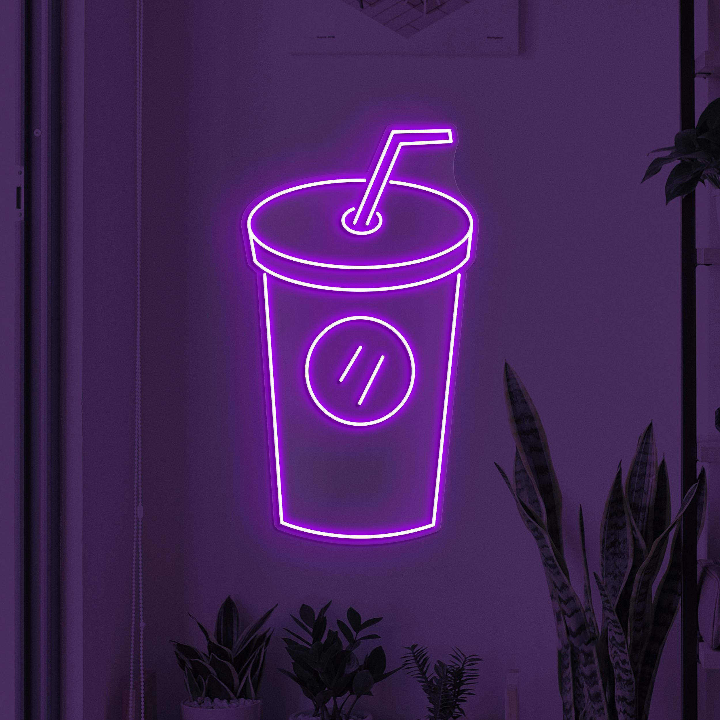 Drink Cup Neon Sign, Drink LED Light, Drink juice Wall Decor, Bar Wall Art, juice Shop Neon Light, Beverage Glass Neon Sign, Bar Neon Art