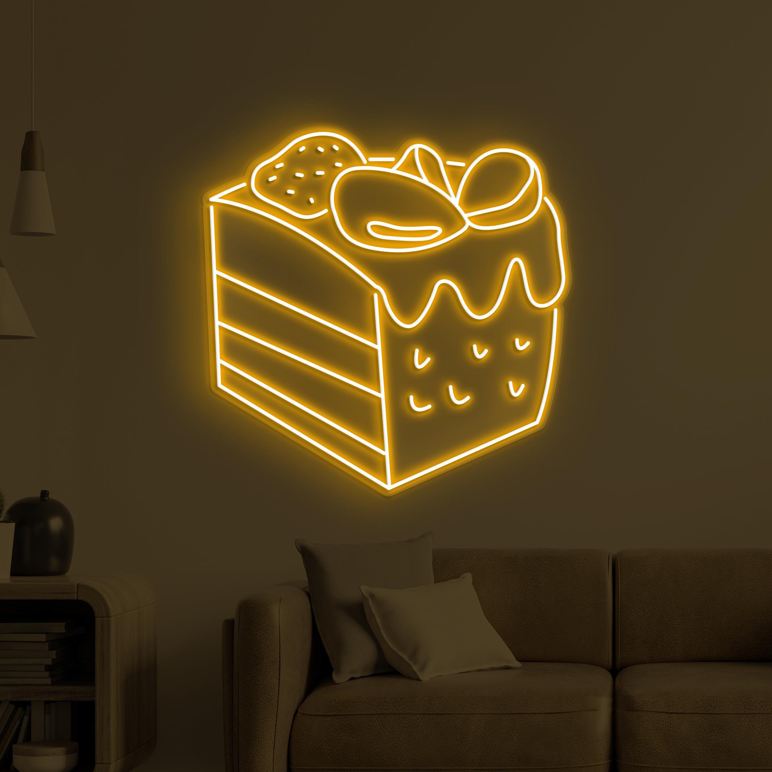 Cake Slice Neon Sign, Cake Slice LED Light, Dessert Wall Decor, Birthday Cake Art, Sweet Treat Sign, Cake Shop Neon Light, Bar & Cafe Decor