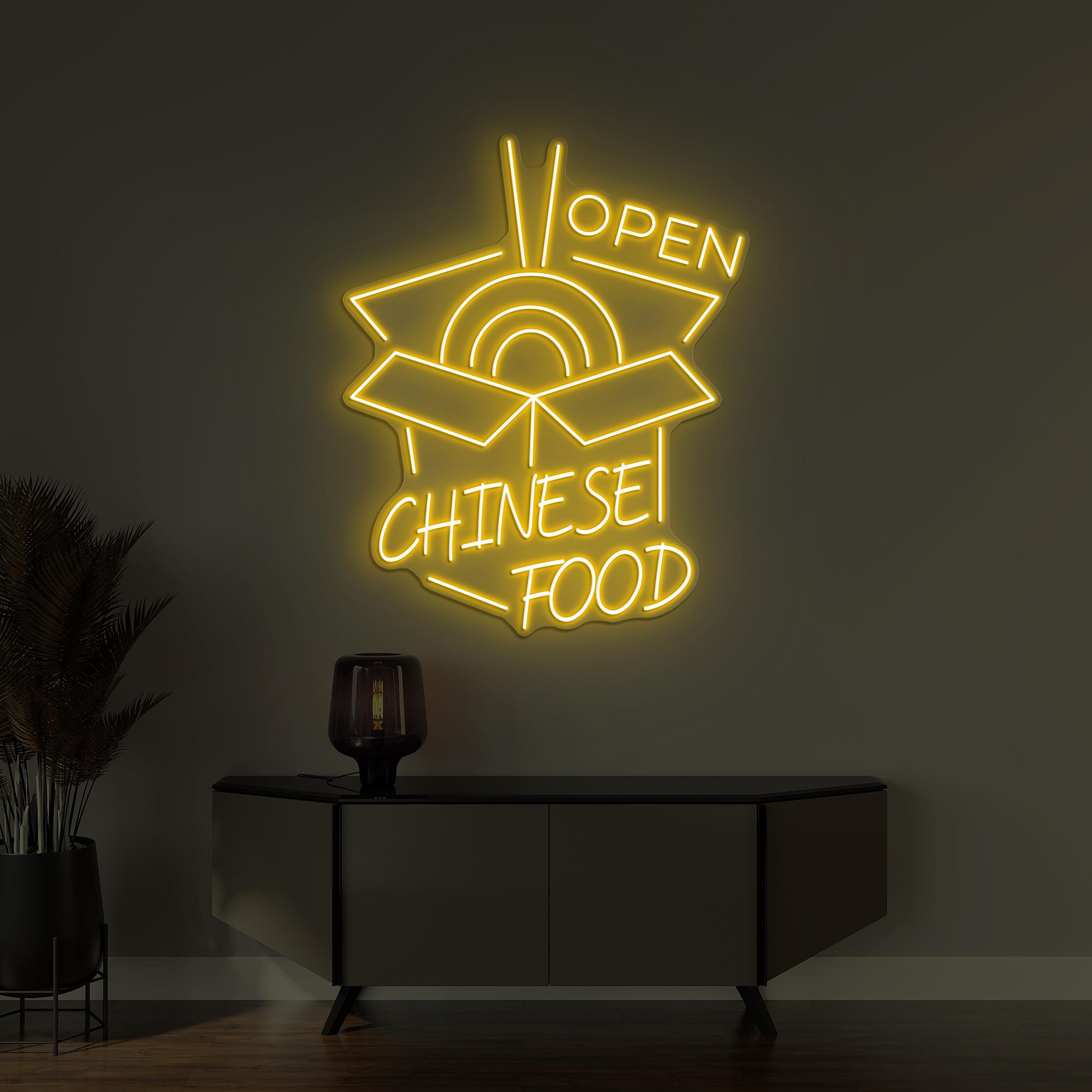 Chinese Food Open Neon Sign, Chinese Food Open LED Light, Restaurant Wall Decor, Chinese Food Wall Decor, Custom Neon Sign, Food Lover Art
