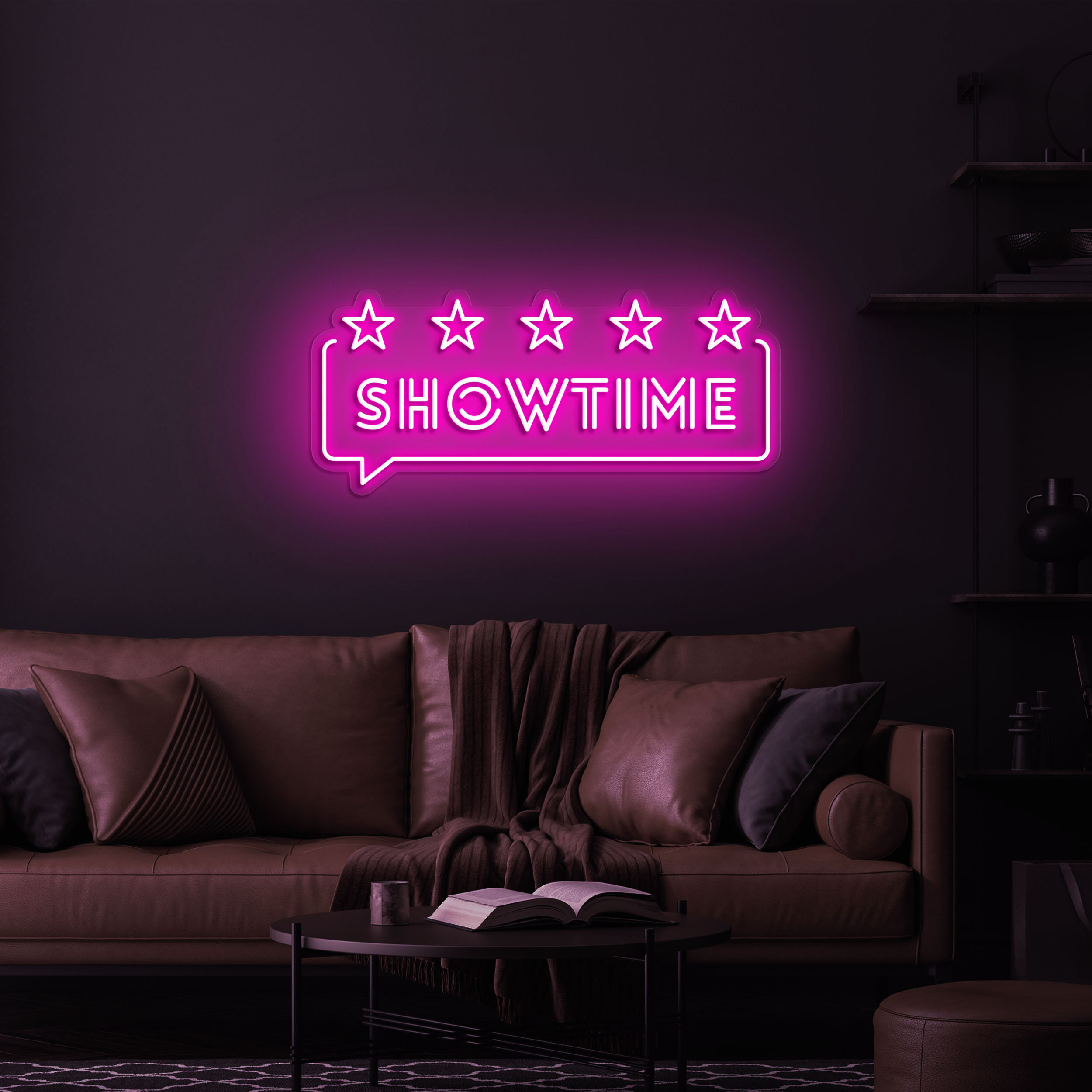 Showtime LED Neon Sign, Custom Neon Light, Lounge Decor Sign, Home Theaters, Studios, and Event Spaces,Eye-catching Wall Decor,LED Neon Sign