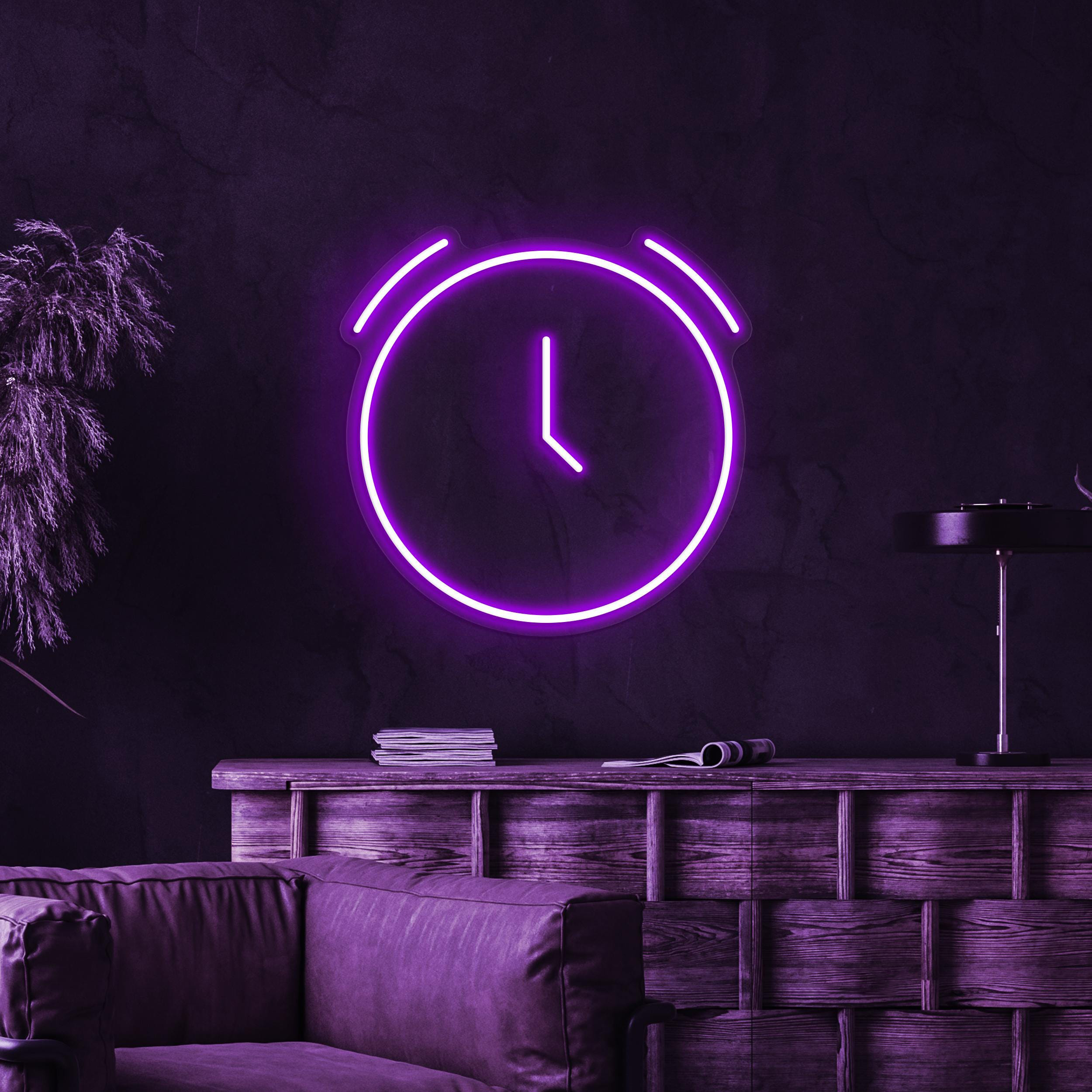 Clock Neon Sign, Clock LED Light, Neon Decor for Cafe, Bar, Restaurants, Time Wall Art, Kids Room Neon Light, Gift for Birthday, Custom Sign