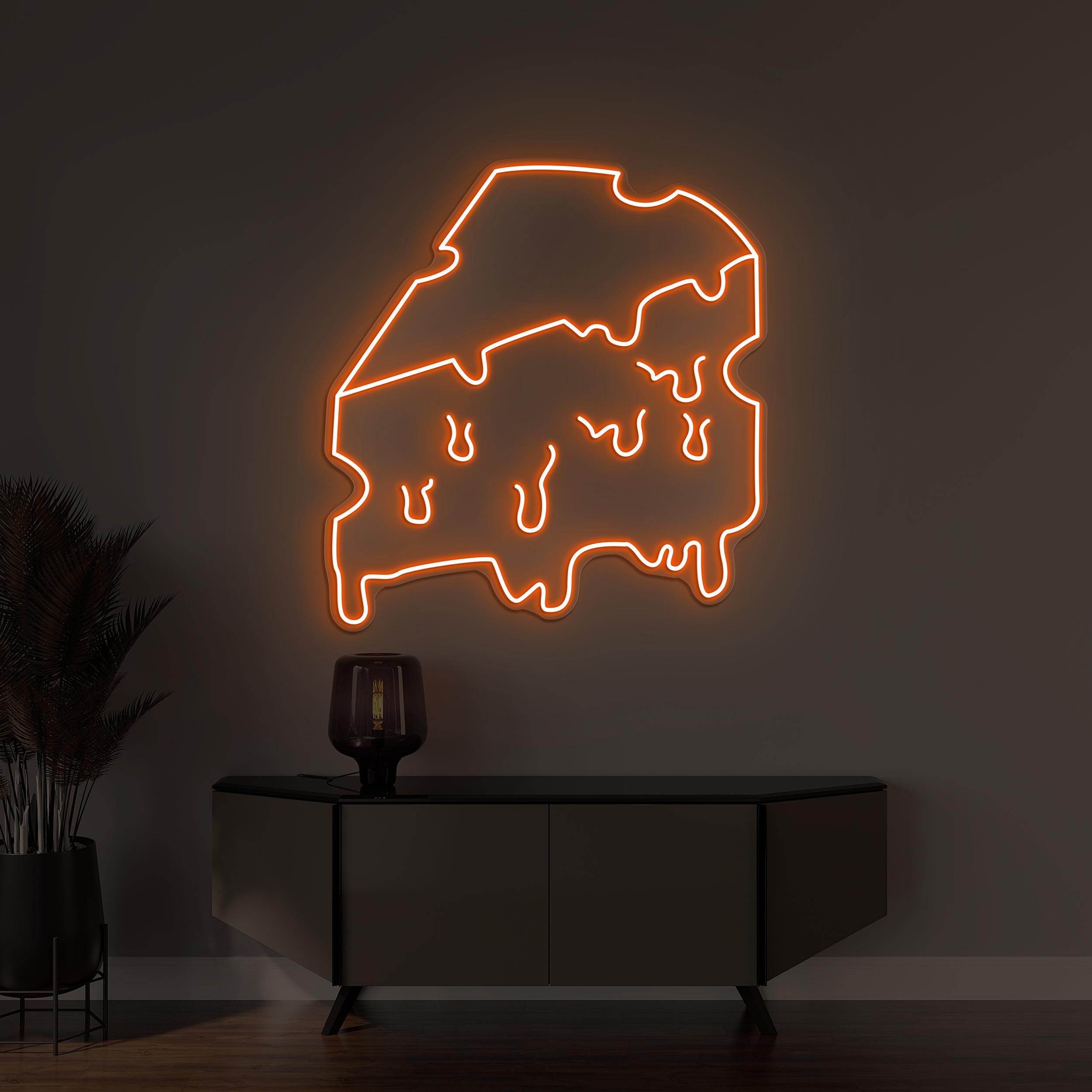 Melting Cheese Slice Neon Sign, Cheese Slice Light, Cheese Slice Wall Decor, Pizza Cafe Neon Sign, Cheese Lover Art, Cheesy Slice Sign, Gift