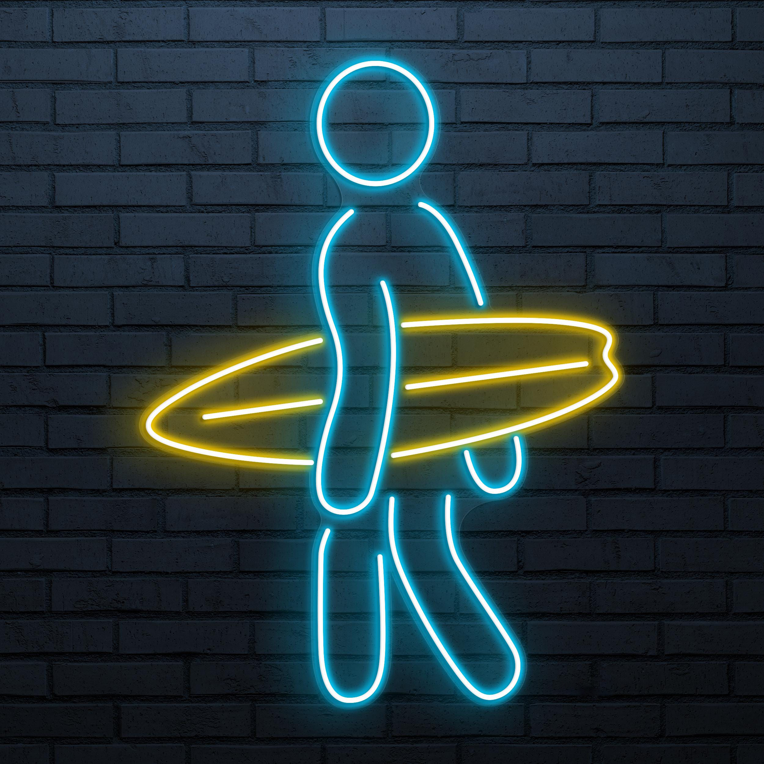 Surfer Boy Neon Sign, Surfer Boy LED Light, Surfboard Wall Decor, Sea Day Led Sign, Beach Wall Art, Beach Neon Light, Summer Neon Sign, Gift