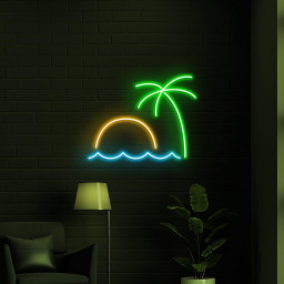 Beach Sunset Neon Sign, Beach Sunset LED Light, Ocean Waves Wall Decor, Beach & Tree Sunset Sign for Home, Beach Bar Decor, Beach Lover