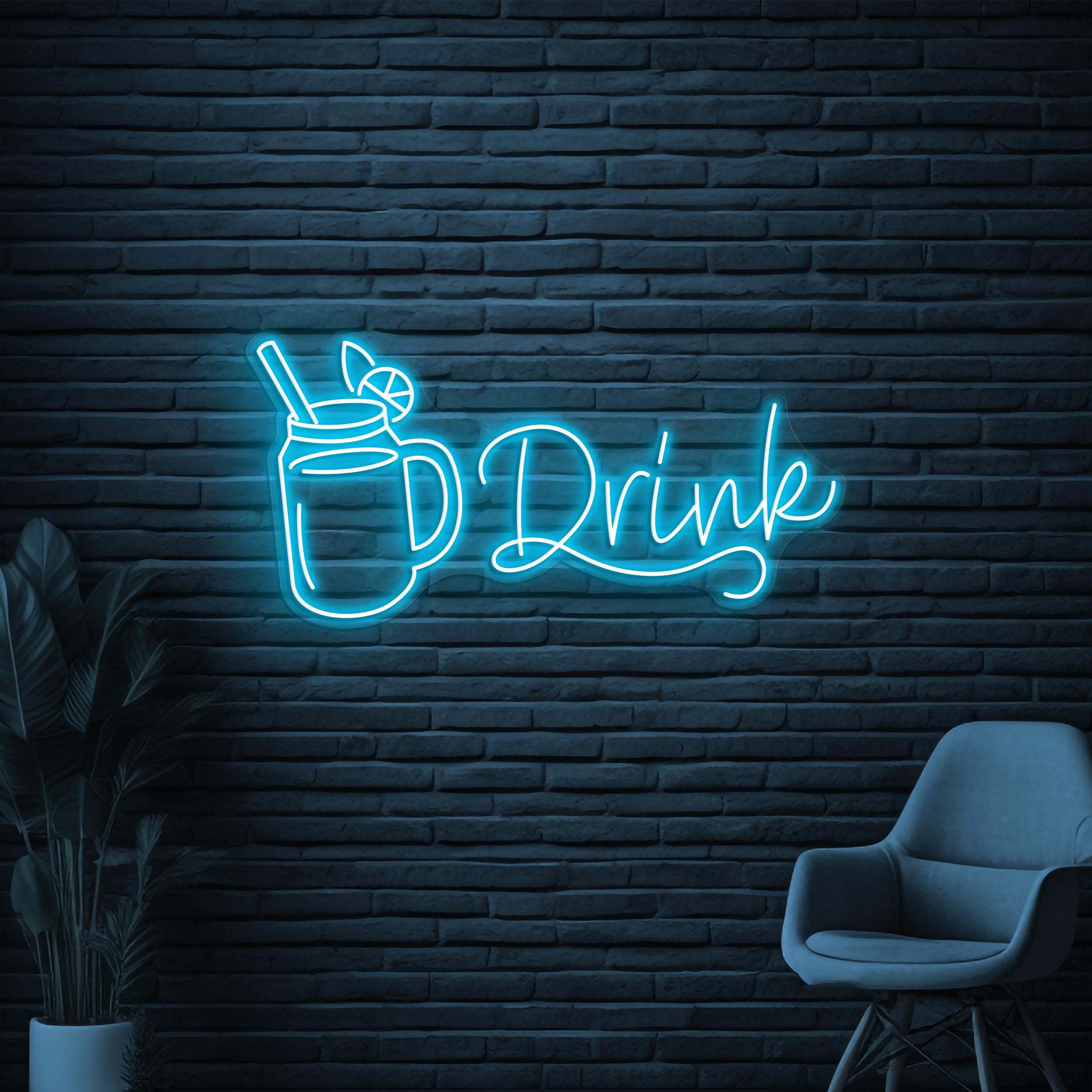 Drink Neon Sign, Drink LED Light, Drink Up Wall Art, Bar Wall Decor, Juice Shop Neon Light, Cocktail Neon Sign, Drunk Art, Drink Corner Sign