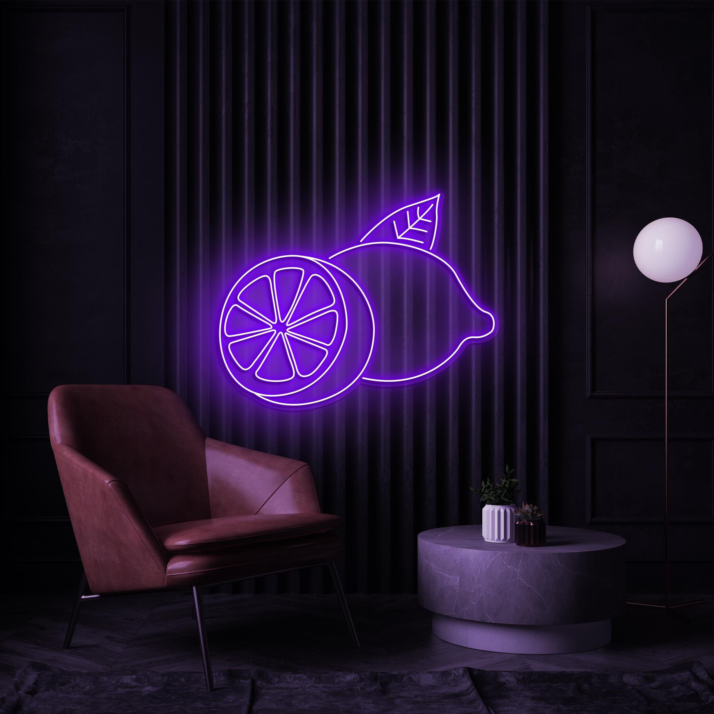 Lemon Neon Sign, Lime LED Light, Lemon with Leaf Wall Decor, Bar Pub Wall Art, Summer Beverage Neon Sign, Drink Corner Decor, Kitchen decor