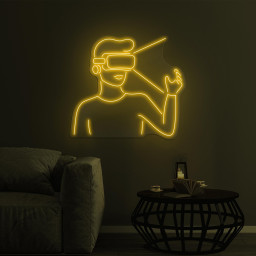 Man Wearing Vr Neon Sign, Man Wearing VR Led Light, VR Glasses Decor, Man Wearing VR Wall Decor, Virtual Reality House Decor, Room Wall Art