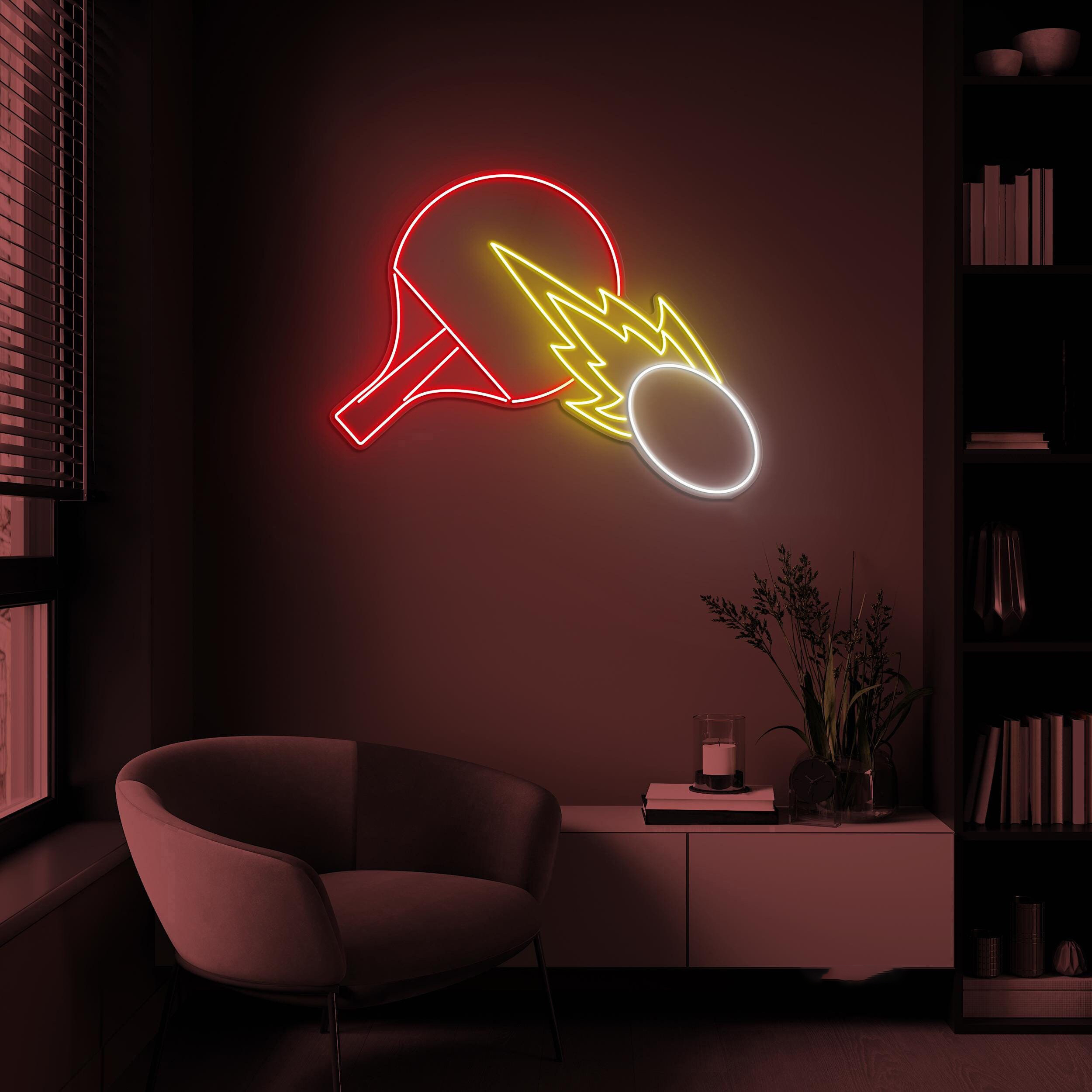 Table Tennis Neon Sign, Ping Pong LED Light, Table Tennis Racket Wall Decor, Table Tennis Ball Light, Sport Club Wall Art, Game Room Decor