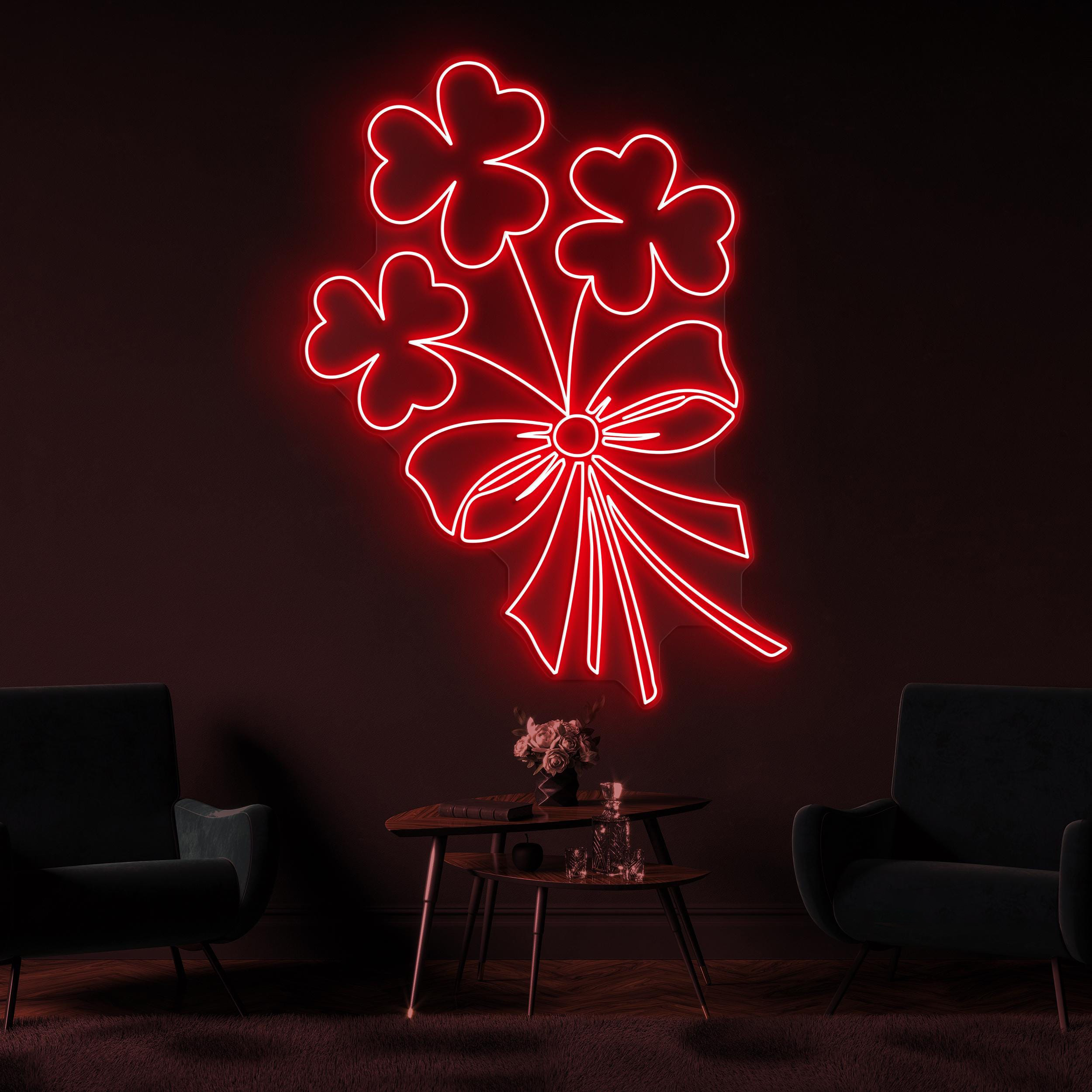 Shamrock Neon Sign, Shamrock LED Light, Clover Leaf Wall Art, Wedding Neon Light, Decor for Home, Party, Garden, Birthday, Gift For Couple