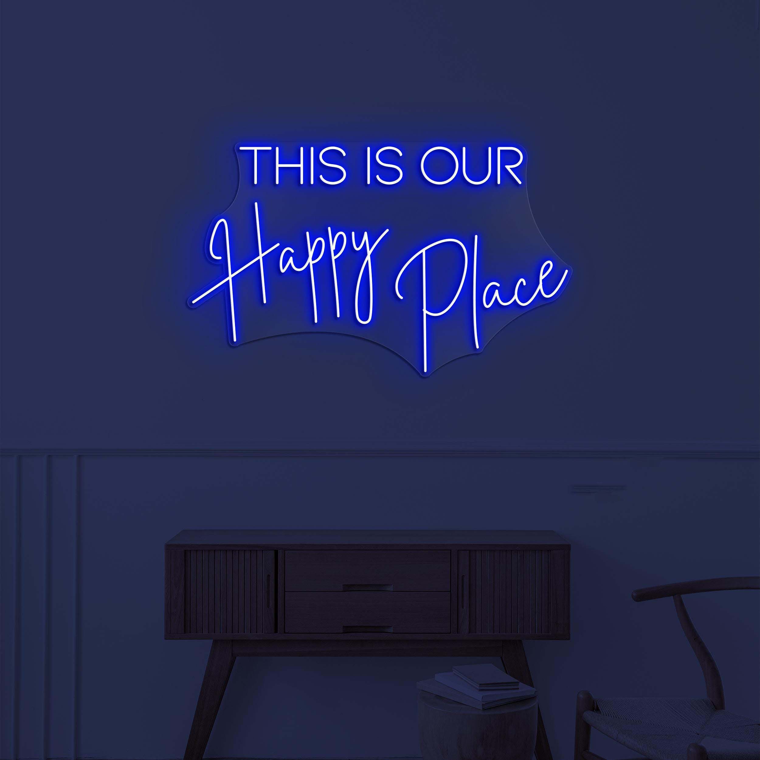 This is Our Happy Place Neon Sign, This is Our Happy Place LED Light, Positive Vibes Art, Home Room Decor, Cozy Corner Sign, Good Energy Art