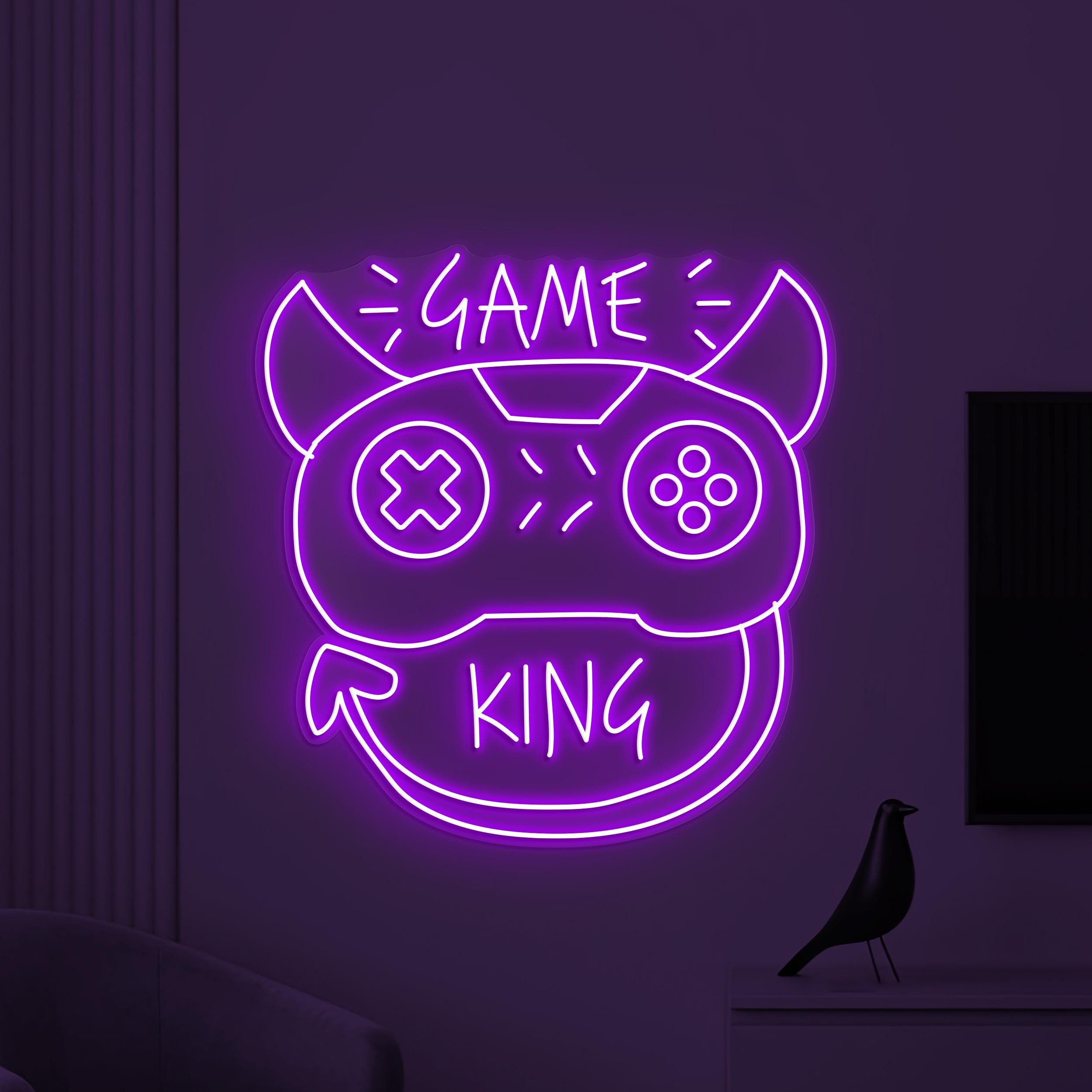 Game King Neon Sign, Game King LED Light, Game Controller Wall Decor, Devil Game Controller Art, Game Room Neon Light, Gaming Zone Decor