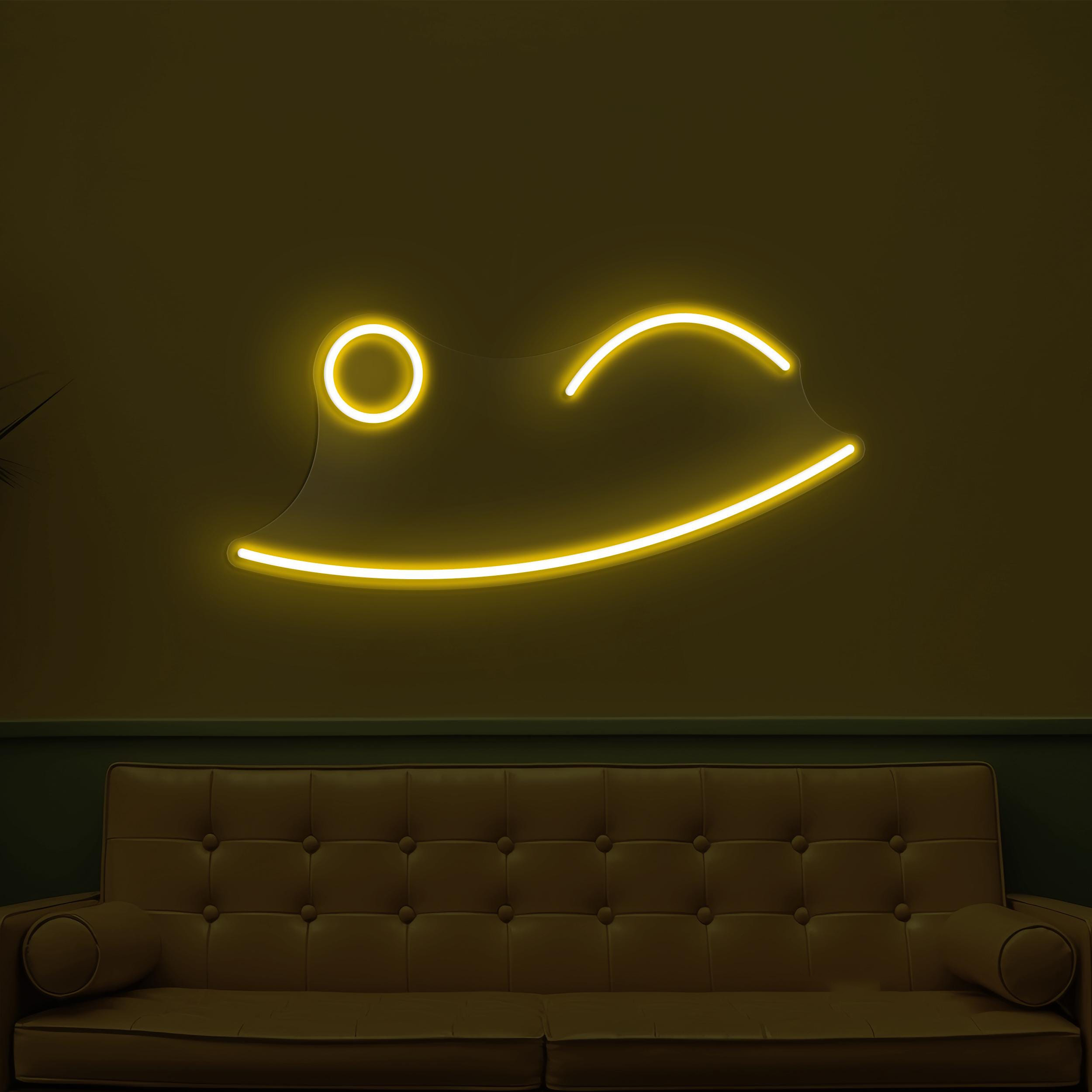 Wink Face Neon Sign, Wink Face LED Light, Winking Emoji Wall Decor, Playful Face Wall Art, Nursery Room Neon Light, Home, Cafe & Bar Decor